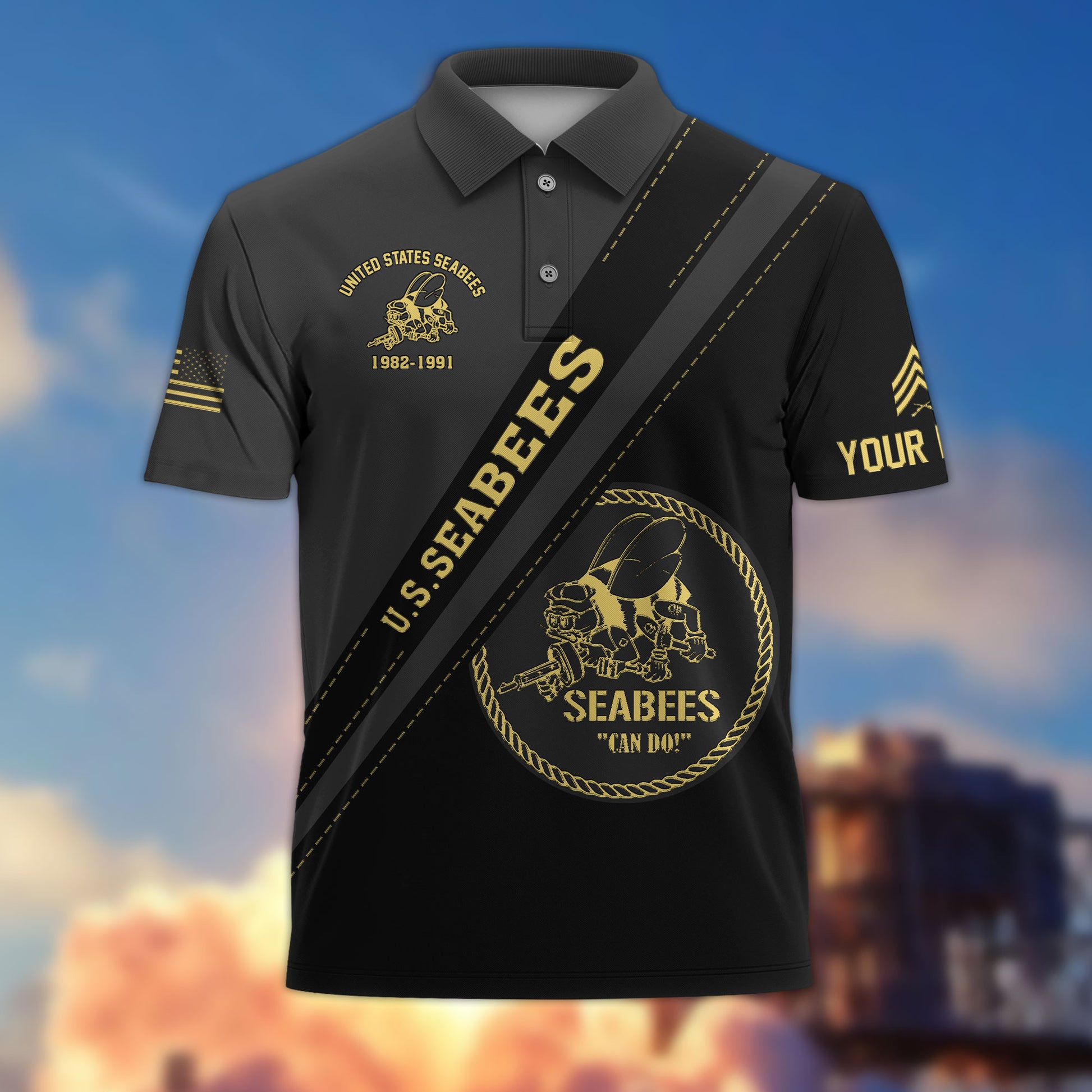 Premium Custom US Seabees Polo Shirt VPVC214209, Gifts For Seabees Veteran, Best Gifts On Father's Day, Armed Forces Day, Independence Day, Veterans Day.