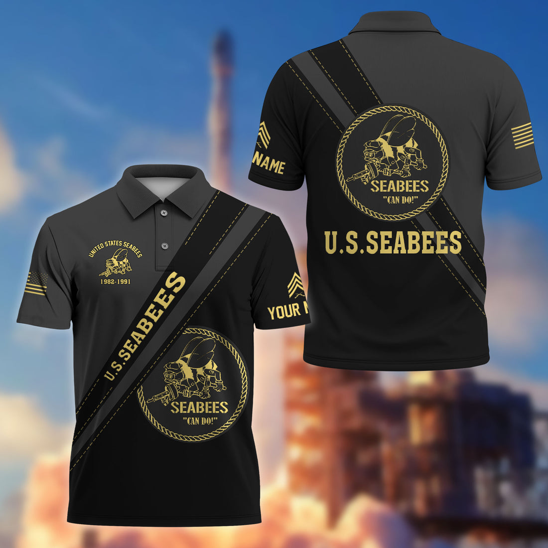 Premium Custom US Seabees Polo Shirt VPVC214209, Gifts For Seabees Veteran, Best Gifts On Father's Day, Armed Forces Day, Independence Day, Veterans Day.