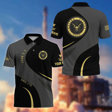 Unique Custom Name, Rank US Navy Polo Shirt VPVC214302, Gifts For Navy Veteran, Best Gifts On Father's Day, Independence Day, Veterans Day.