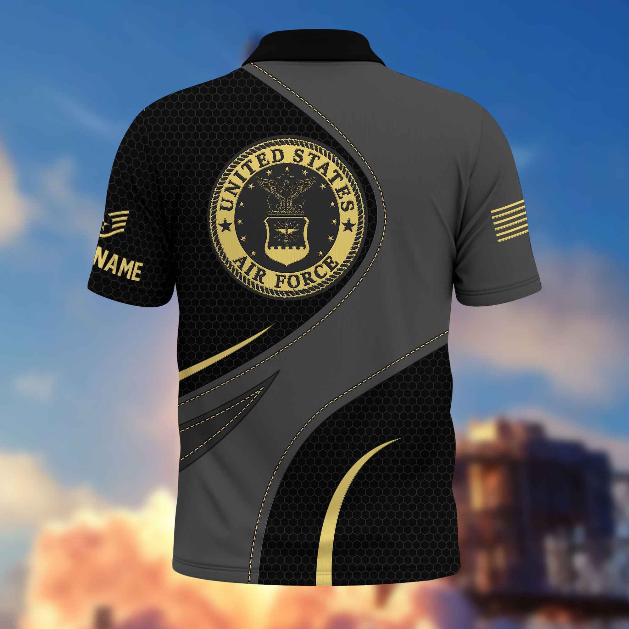 Unique Custom Name, Rank USAF Polo Shirt VPVC214304, Gifts For Air Force Veteran, Best Gifts On Father's Day, Independence Day, Veterans Day.