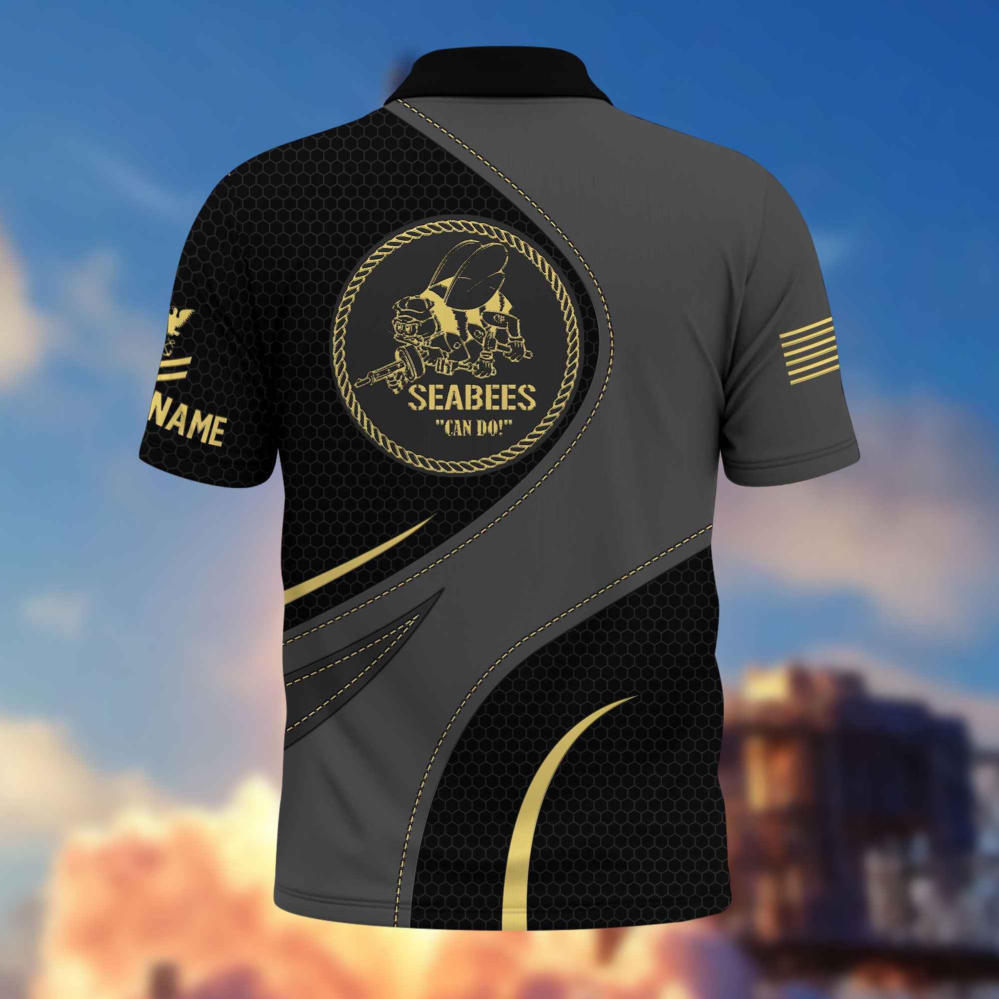 Unique Custom Name, Rank, US Seabees Polo Shirt VPVC214309, Gifts For Seabees Veteran, Best Gifts On Father's Day, Independence Day, Veterans Day.