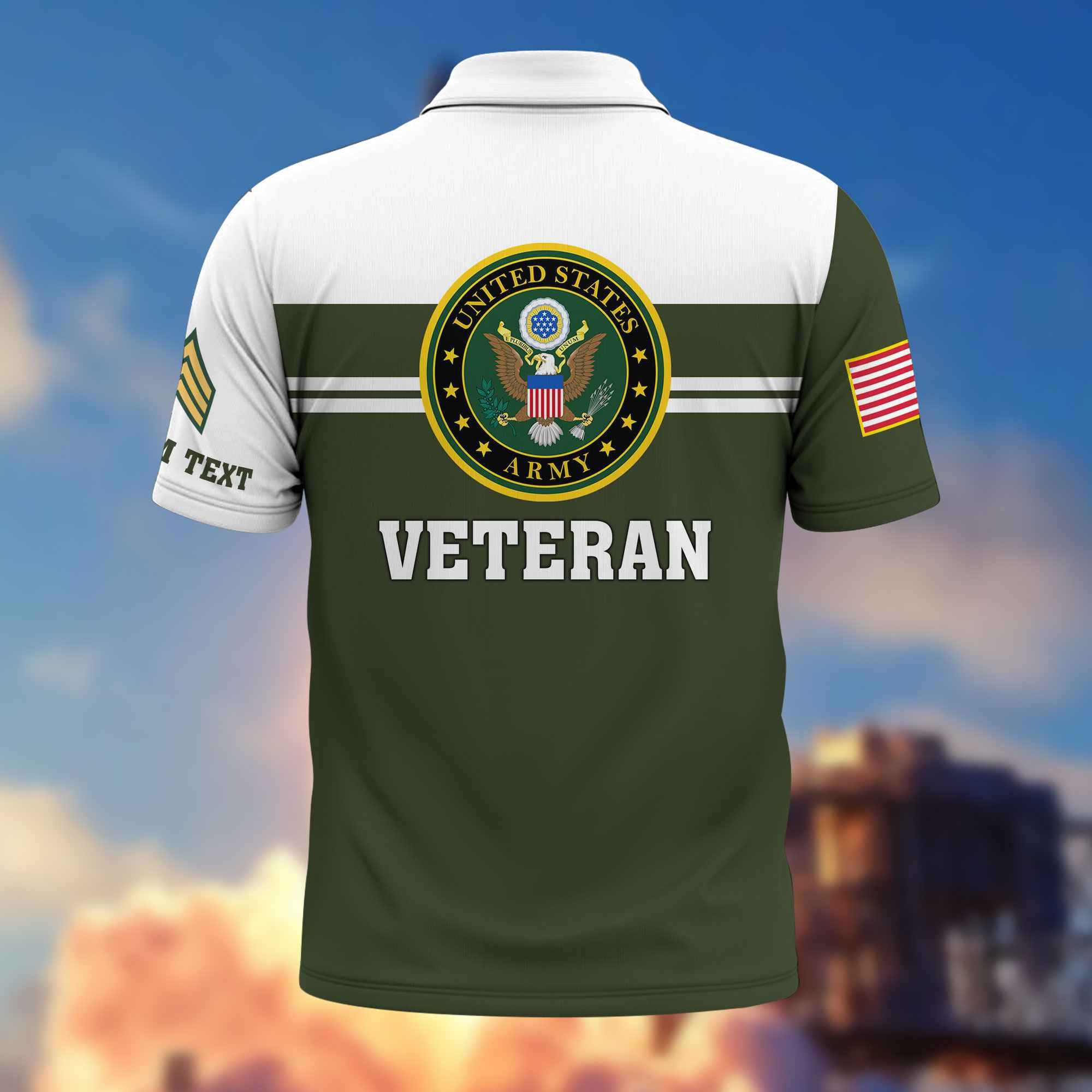 Premium US Army Polo Shirt VPVC214501, Custom Name, Rank, Gifts For Army Veteran, Best Gifts On Father's Day, Armed Forces Day, Independence Day, Veterans Day.