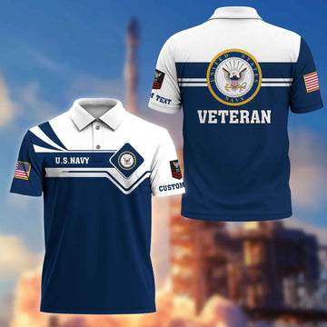 Premium US Navy Polo Shirt VPVC214502, Custom Name, Rank, Gifts For Navy Veteran, Best Gifts On Father's Day, Armed Forces Day, Independence Day, Veterans Day.