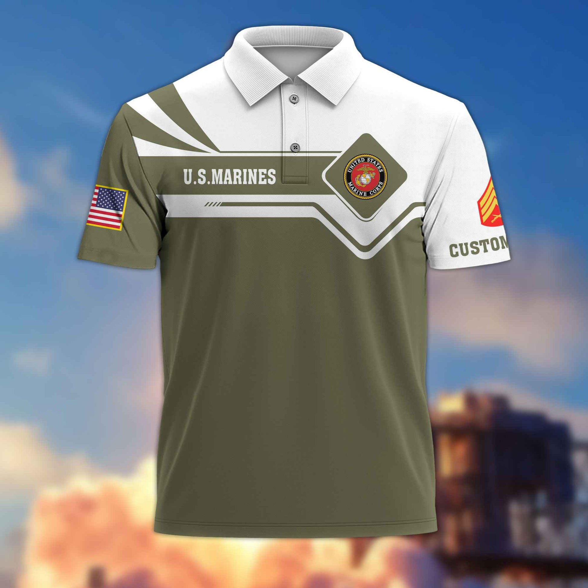 Premium USMC Polo Shirt VPVC214511, Custom Name, Rank, Gifts For Marine Veteran, Best Gifts On Father's Day, Armed Forces Day, Independence Day, Veterans Day.
