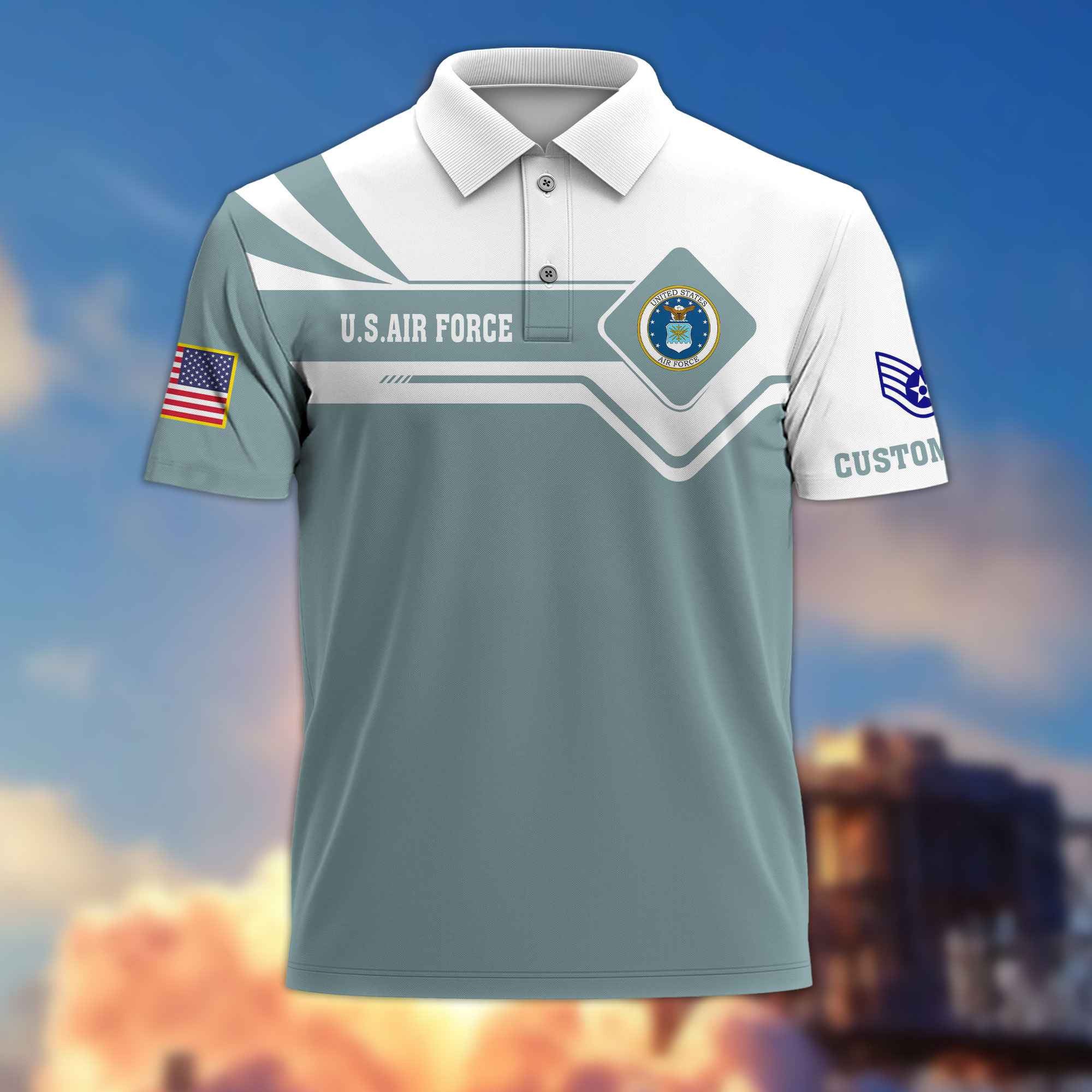 Premium USAF Polo Shirt VPVC214504, Custom Name, Rank, Gifts For Air Force Veteran, Best Gifts On Father's Day, Armed Forces Day, Independence Day, Veterans Day.
