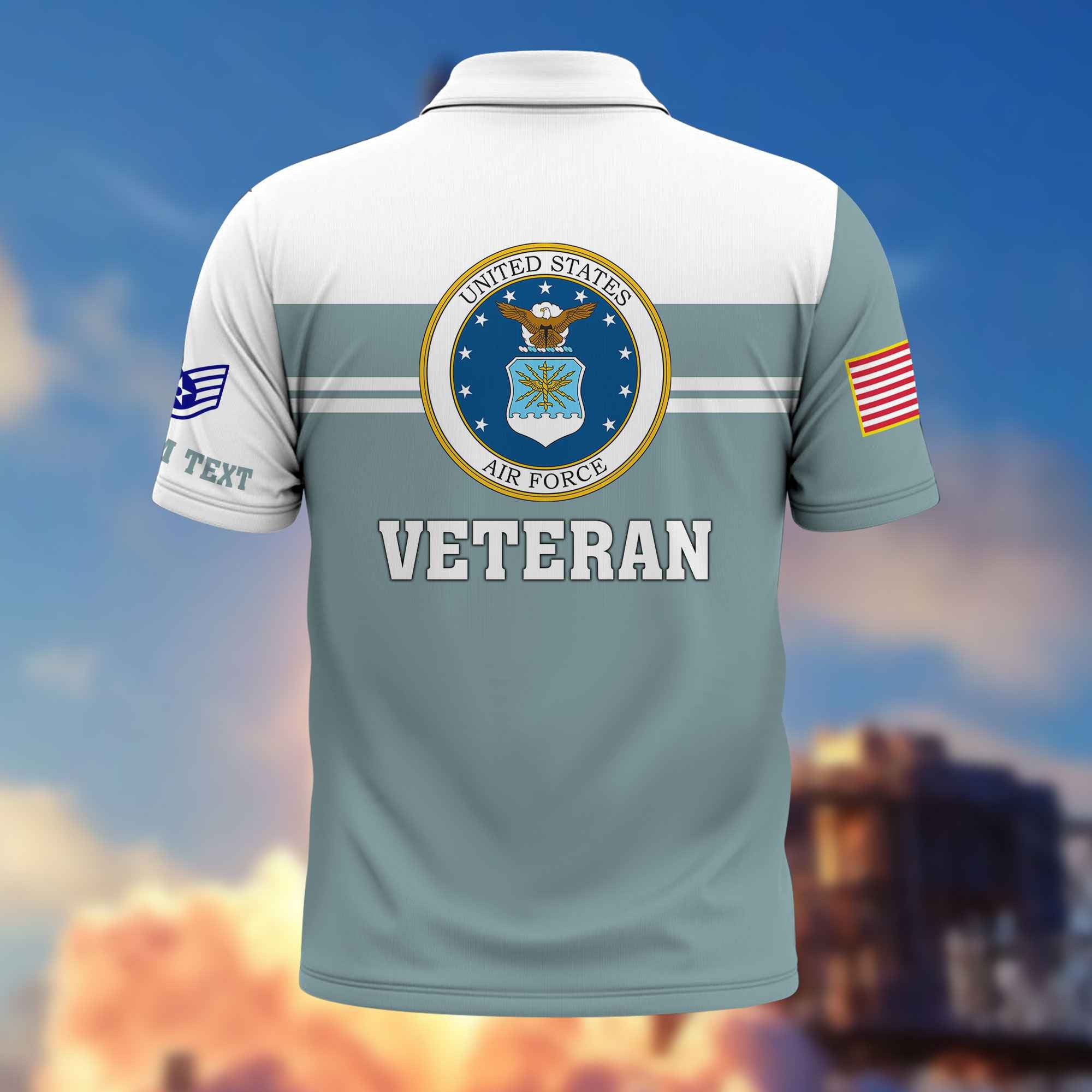 Premium USAF Polo Shirt VPVC214504, Custom Name, Rank, Gifts For Air Force Veteran, Best Gifts On Father's Day, Armed Forces Day, Independence Day, Veterans Day.