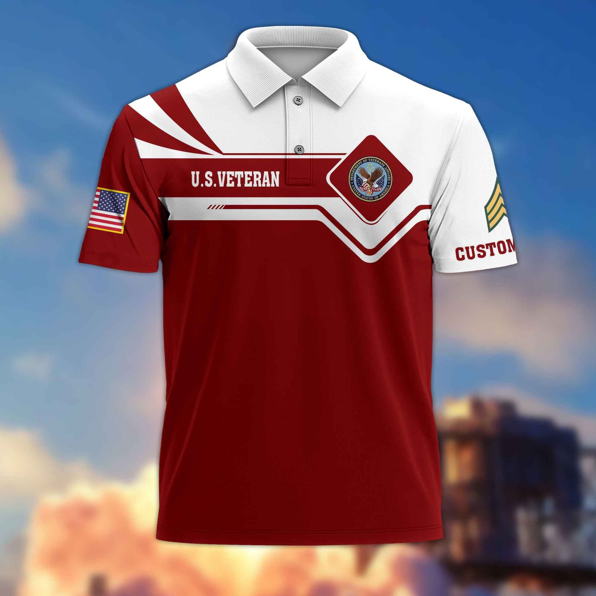 Premium US Veteran Polo Shirt VPVC214507, Custom Name, Rank, Gifts For US Veteran, Best Gifts On Father's Day, Armed Forces Day, Independence Day, Veterans Day.