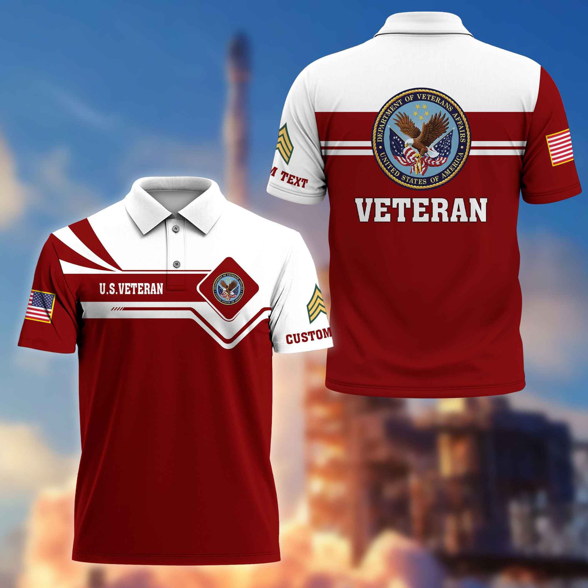 Premium US Veteran Polo Shirt VPVC214507, Custom Name, Rank, Gifts For US Veteran, Best Gifts On Father's Day, Armed Forces Day, Independence Day, Veterans Day.