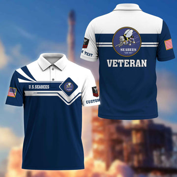 Premium US Seabees Polo Shirt VPVC214509, Custom Name, Rank, Gifts For Seabees Veteran, Best Gifts On Father's Day, Armed Forces Day, Independence Day, Veterans Day.