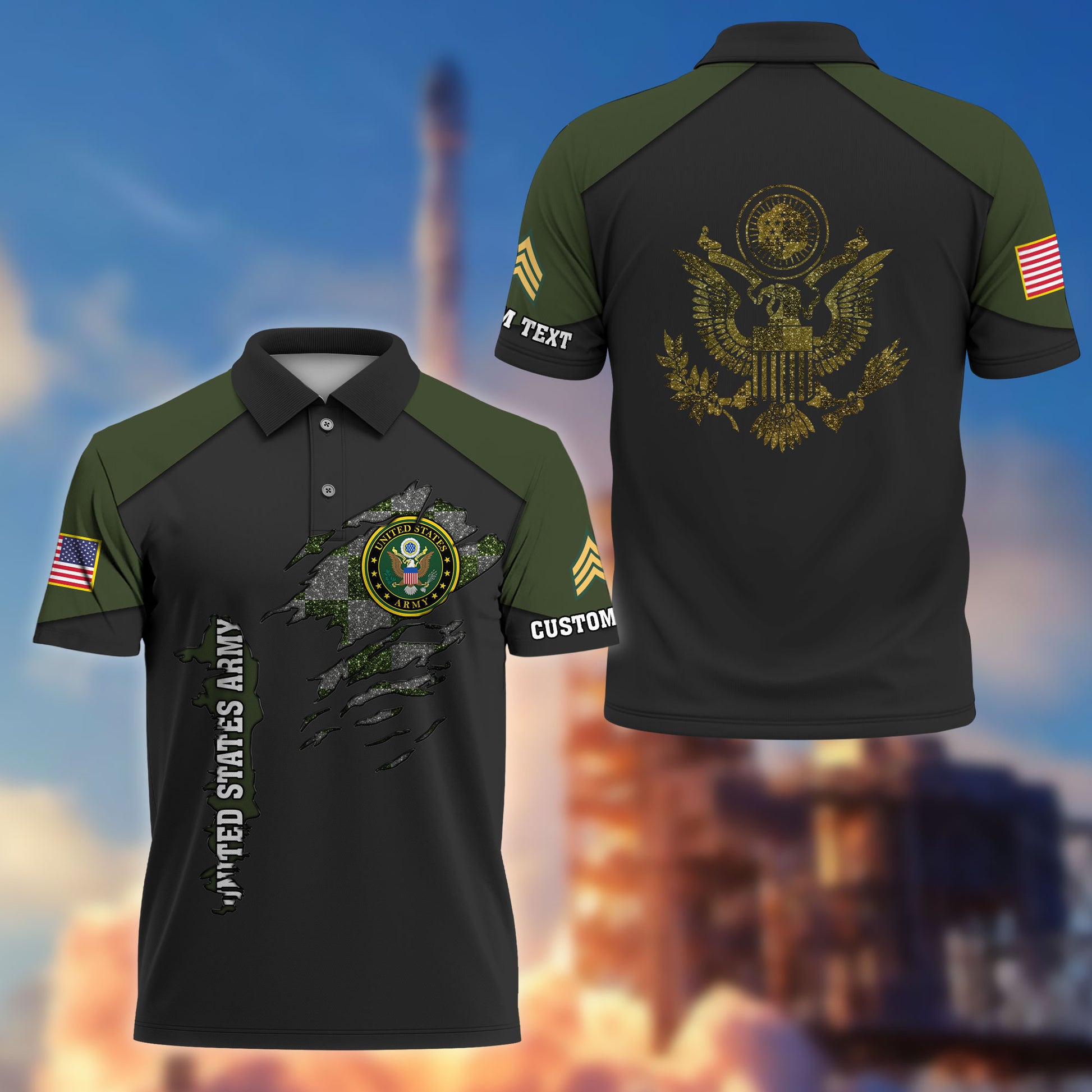 Premium Custom US Army Polo Shirt VPVC214601, Gifts For Army Veteran, Best Gifts On Father's Day, Armed Forces Day, Independence Day, Veterans Day.