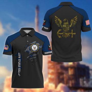Premium Custom US Navy Polo Shirt VPVC214602, Gifts For Navy Veteran, Best Gifts On Father's Day, Armed Forces Day, Independence Day, Veterans Day.