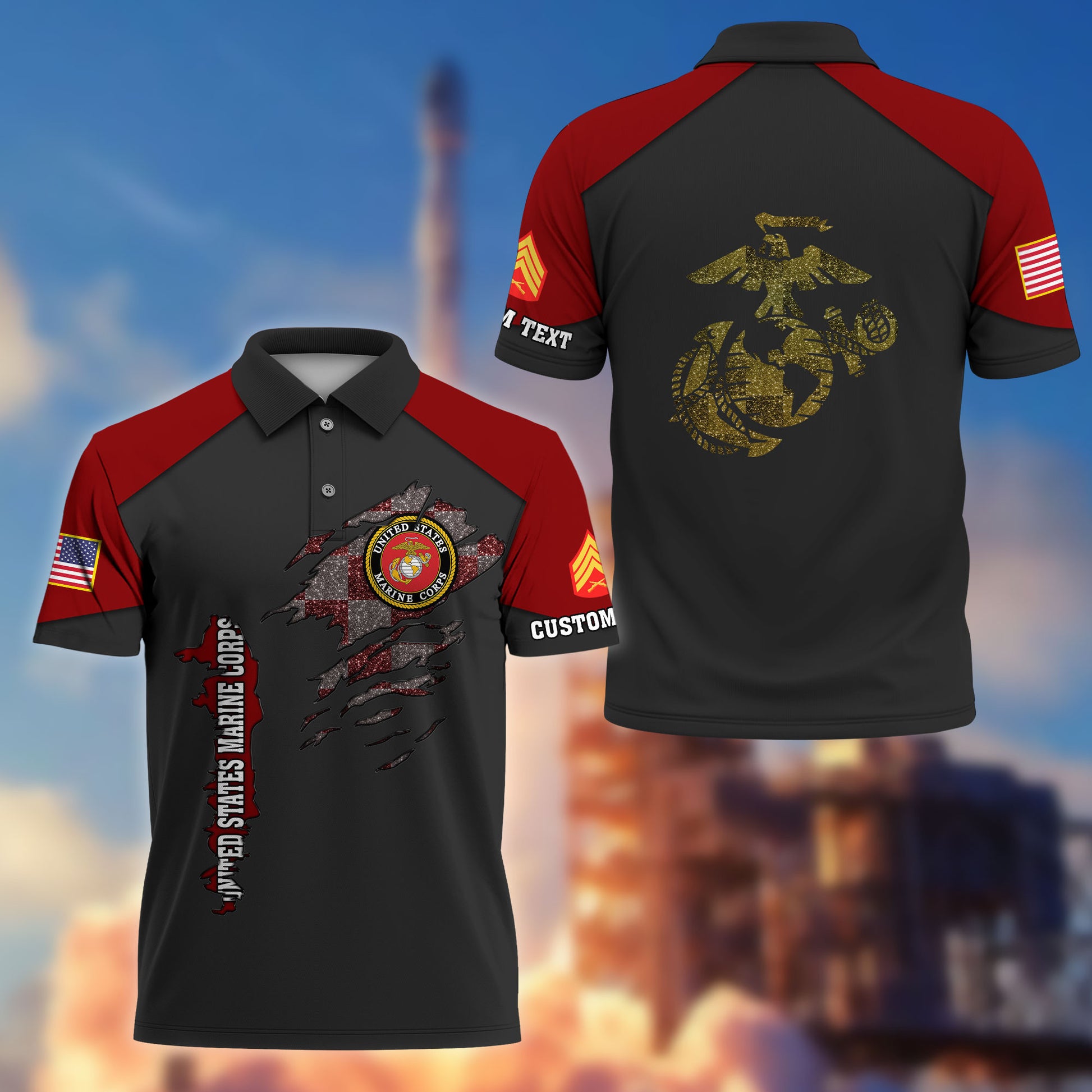 Premium Custom USMC Polo Shirt VPVC214603, Gifts For Marine Veteran, Best Gifts On Father's Day, Armed Forces Day, Independence Day, Veterans Day.