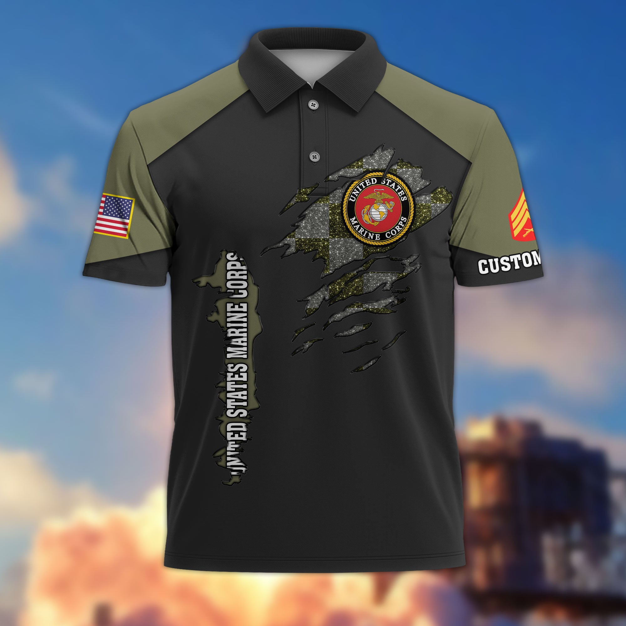 Premium Custom USMC Polo Shirt VPVC214611, Gifts For Marine Veteran, Best Gifts On Father's Day, Armed Forces Day, Independence Day, Veterans Day.