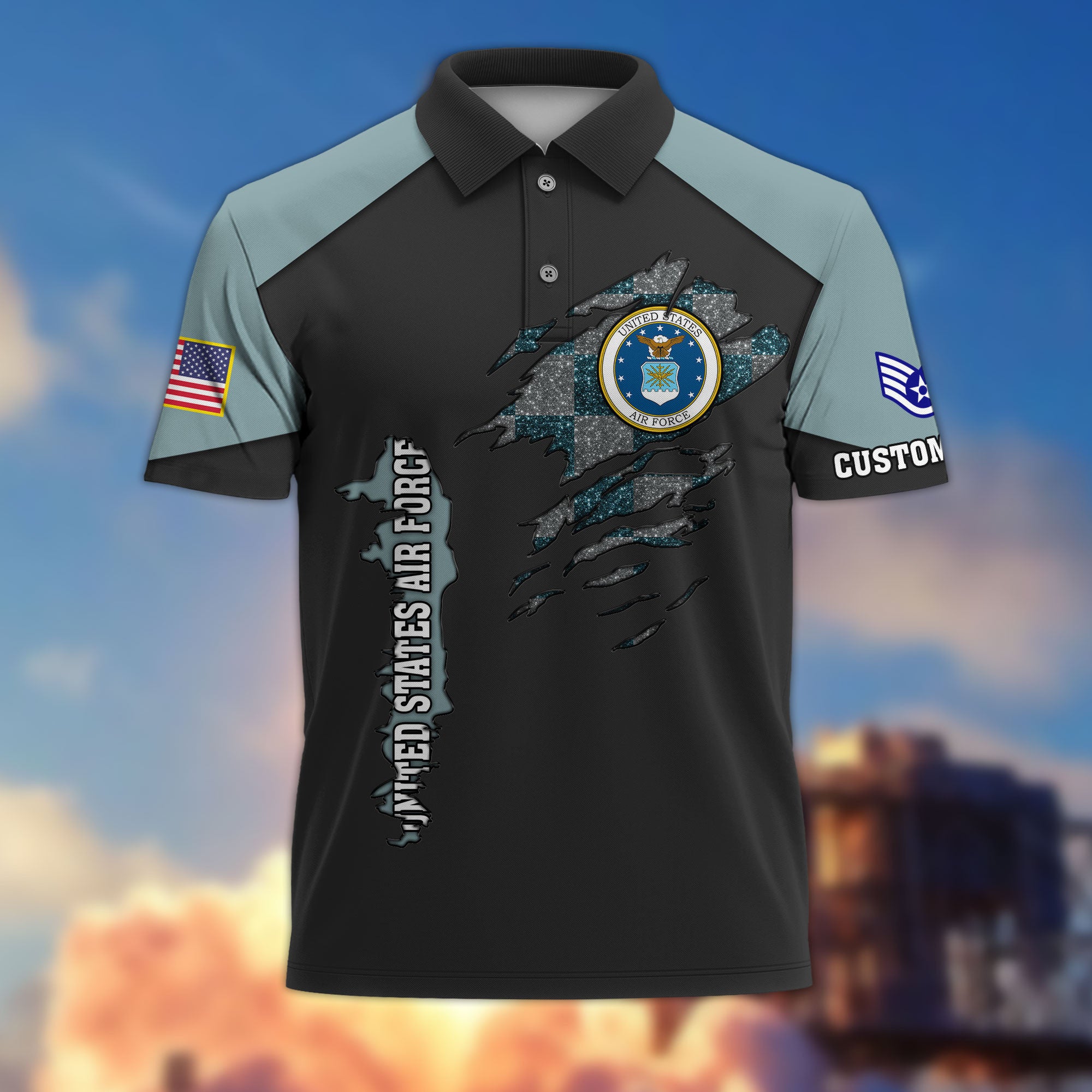 Premium Custom USAF Polo Shirt VPVC214604, Gifts For Air Force Veteran, Best Gifts On Father's Day, Armed Forces Day, Independence Day, Veterans Day.