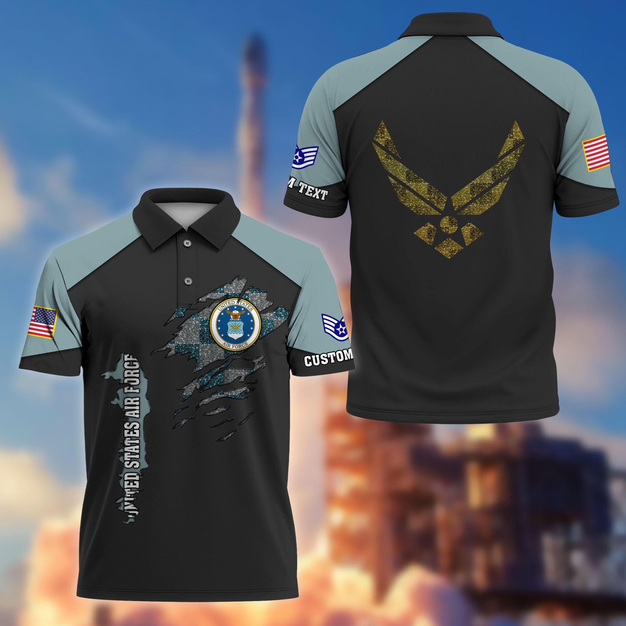 Premium Custom USAF Polo Shirt VPVC214604, Gifts For Air Force Veteran, Best Gifts On Father's Day, Armed Forces Day, Independence Day, Veterans Day.