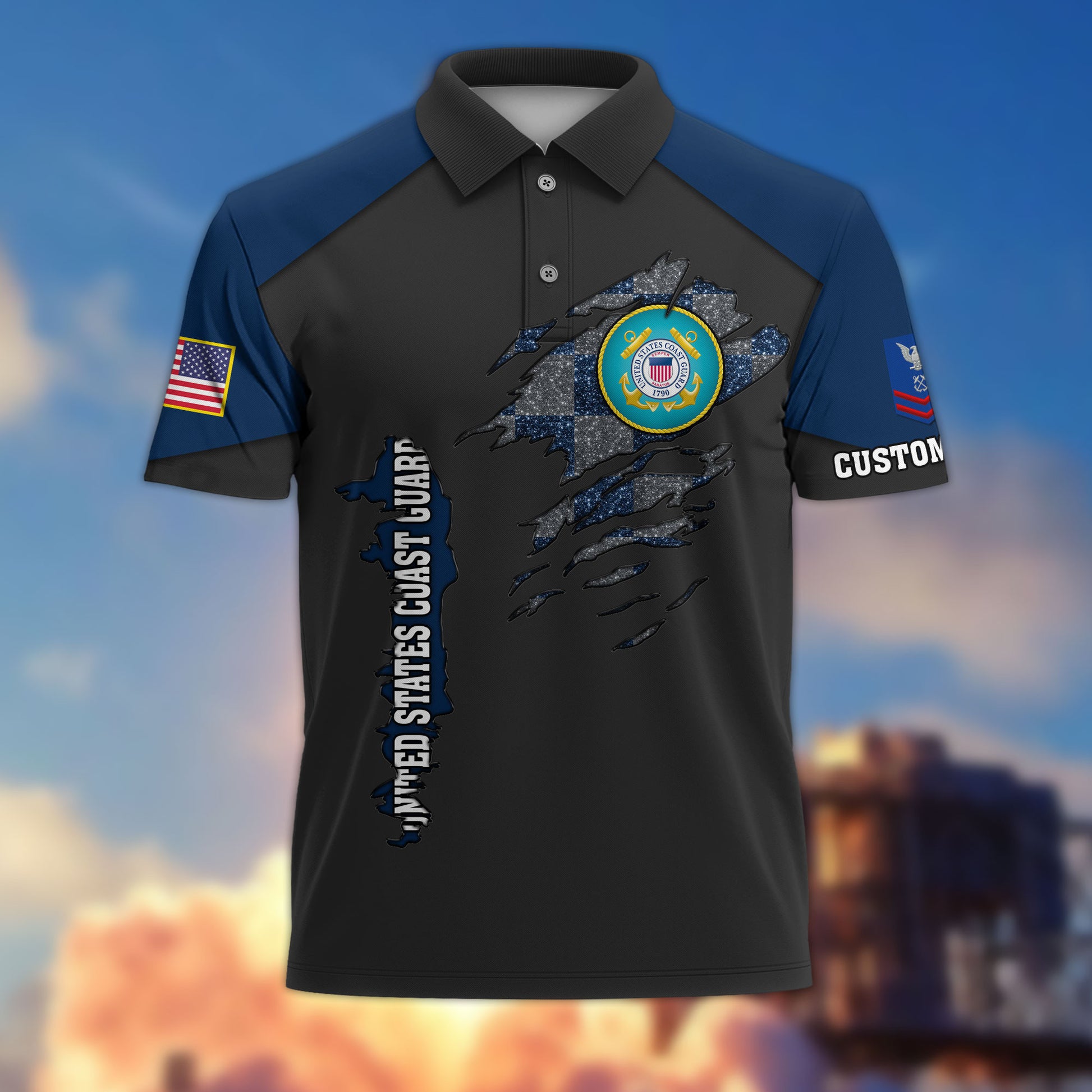 Premium Custom USCG Polo Shirt VPVC214605, Gifts For Coast Guard Veteran, Best Gifts On Father's Day, Armed Forces Day, Independence Day, Veterans Day.