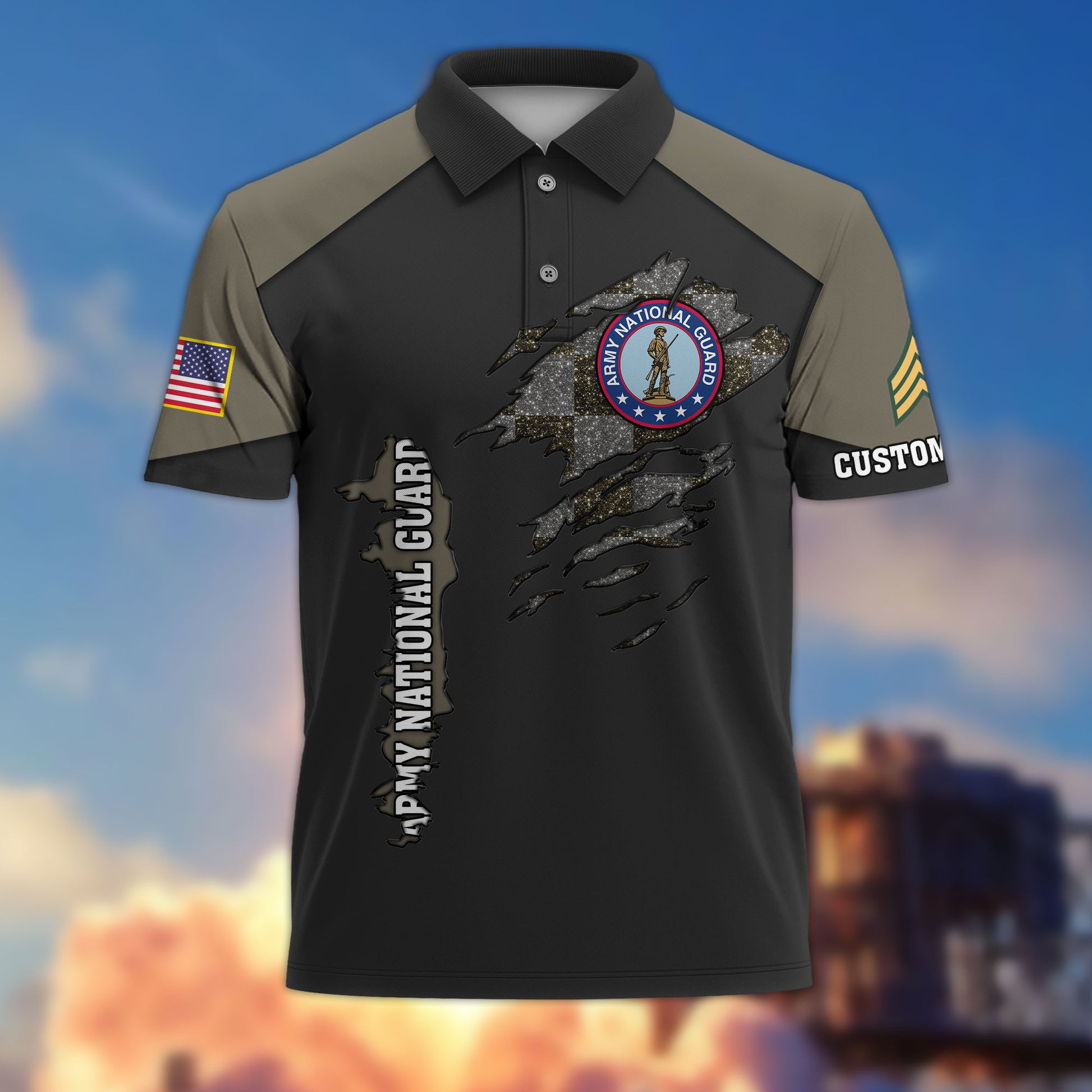 Premium Custom US Army National Guard Polo Shirt VPVC214608, Gifts For Army National Guard Veteran, Best Gifts On Father's Day, Armed Forces Day, Independence Day, Veterans Day.