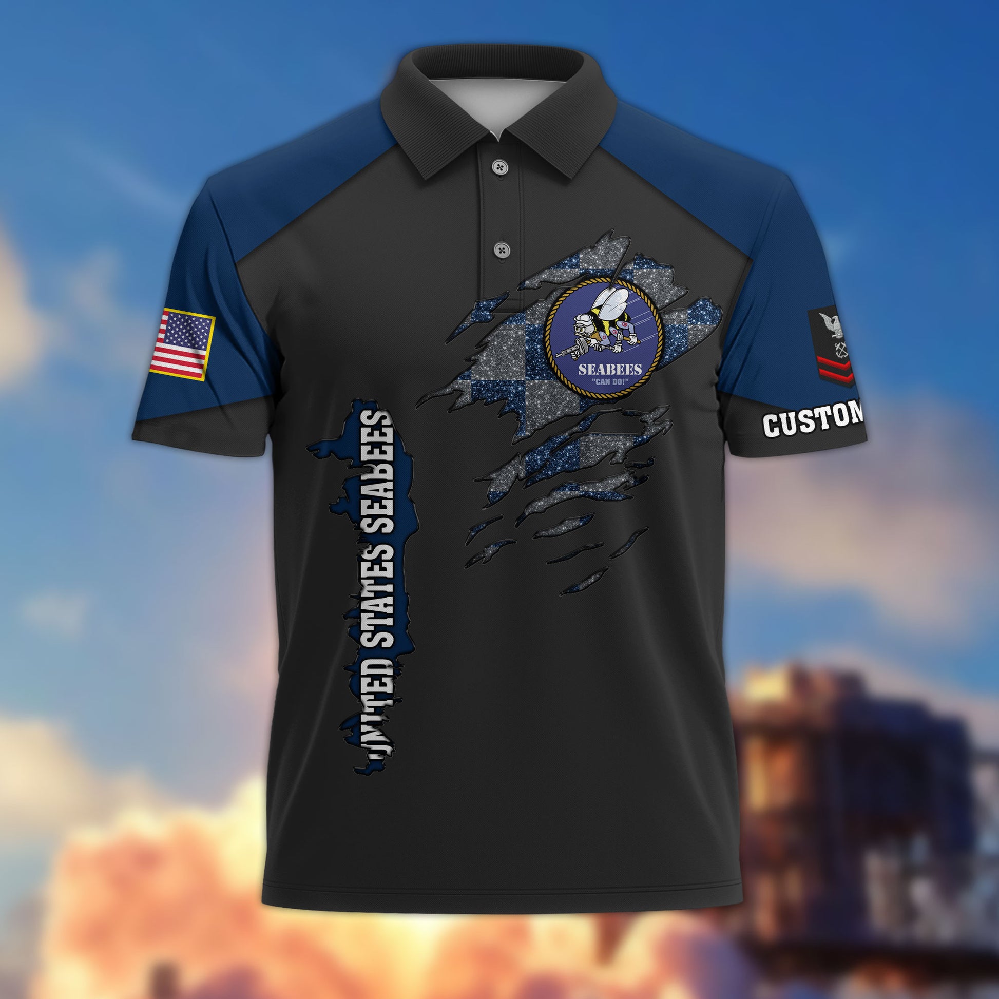 Premium Custom US Seabees Polo Shirt VPVC214609, Gifts For Seabees Veteran, Best Gifts On Father's Day, Armed Forces Day, Independence Day, Veterans Day.