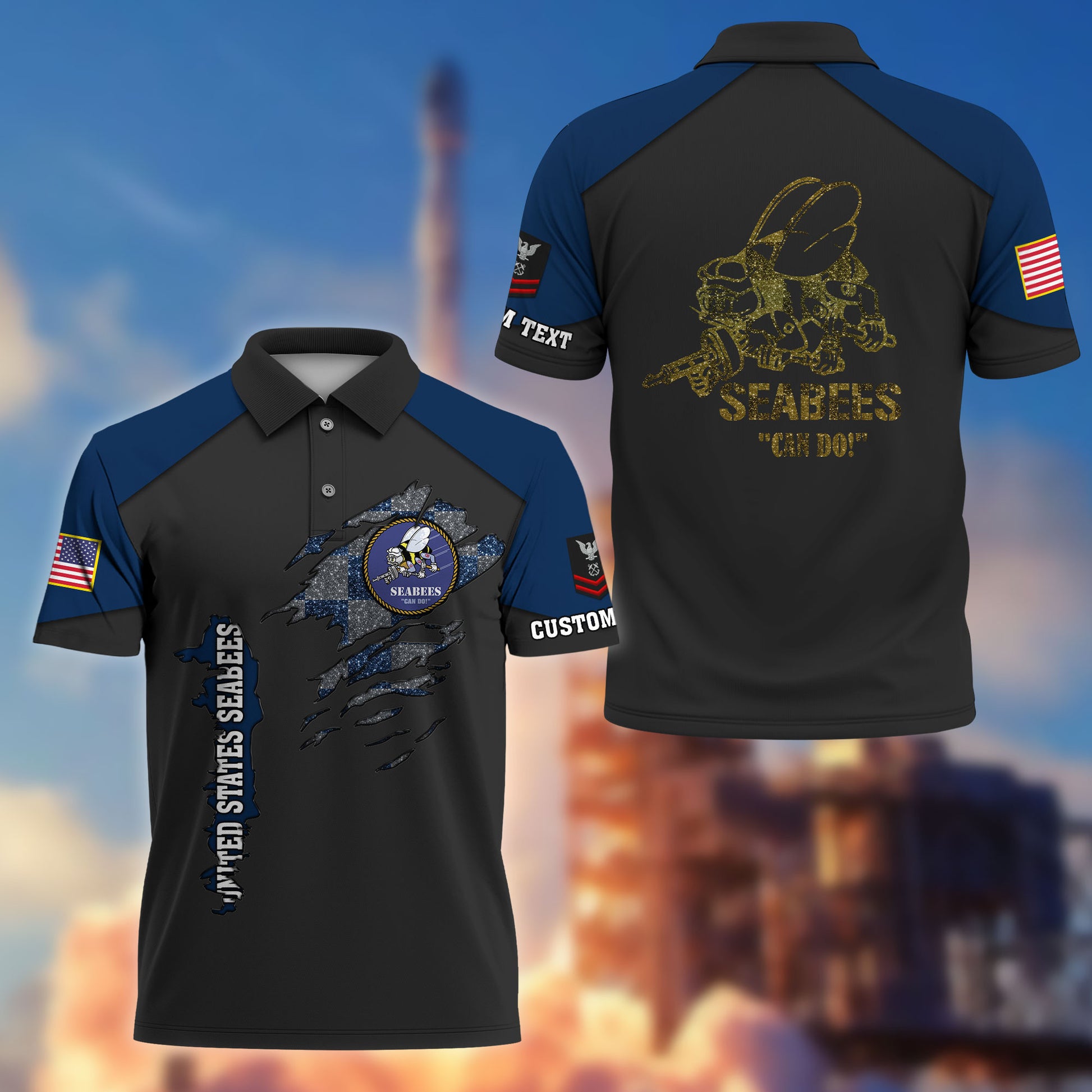 Premium Custom US Seabees Polo Shirt VPVC214609, Gifts For Seabees Veteran, Best Gifts On Father's Day, Armed Forces Day, Independence Day, Veterans Day.