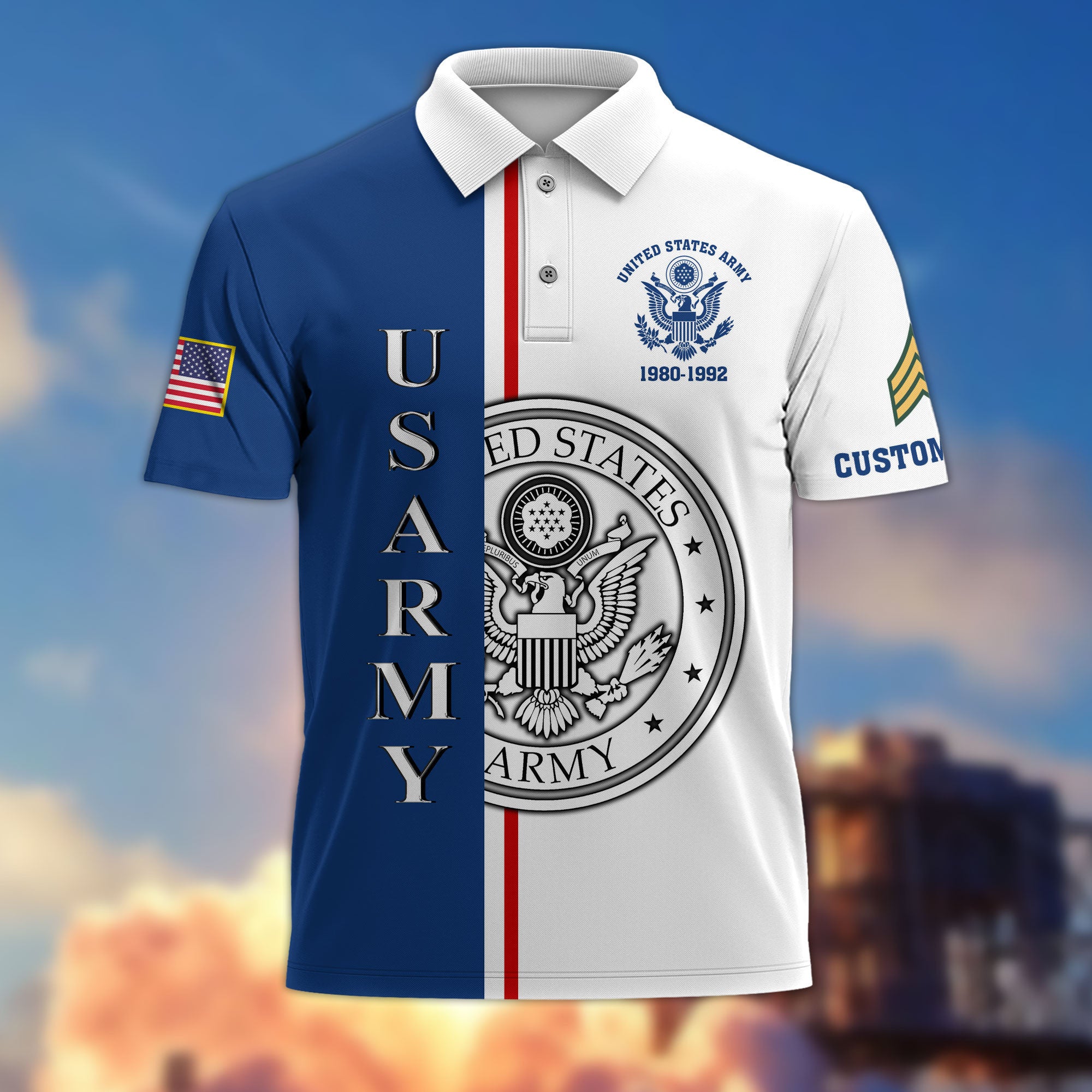 Unique Custom Name, Rank, Year US Army Polo Shirt VPVC214701, Gifts For Army Veteran, Best Gifts On Father's Day, Independence Day, Veterans Day.