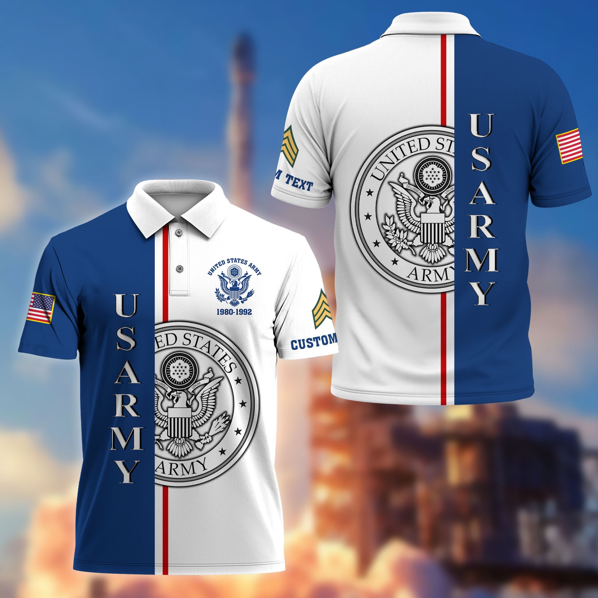 Unique Custom Name, Rank, Year US Army Polo Shirt VPVC214701, Gifts For Army Veteran, Best Gifts On Father's Day, Independence Day, Veterans Day.