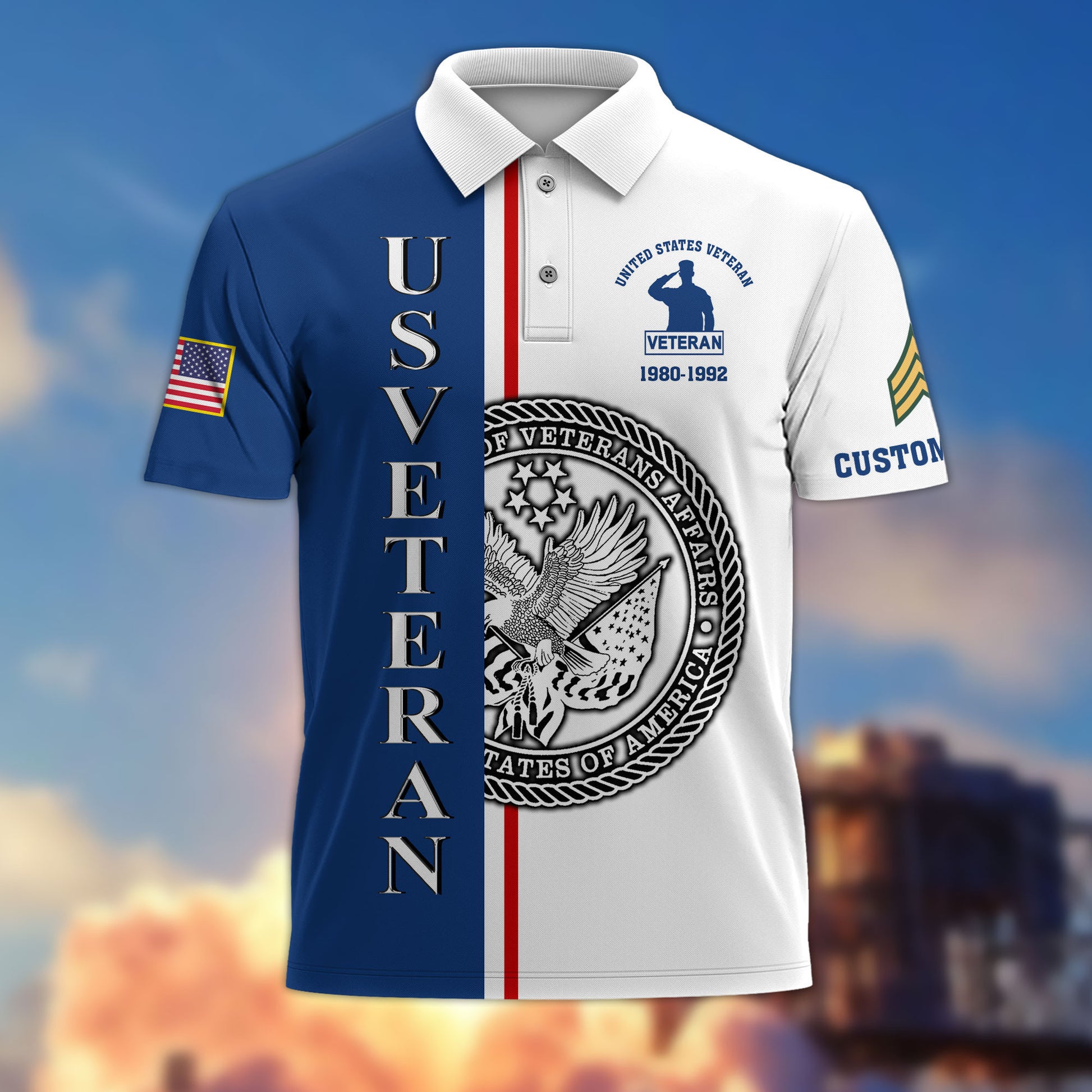 Unique Custom Name, Rank, Year, US Veteran Polo Shirt VPVC214707, Gifts For US Veteran, Best Gifts On Father's Day, Independence Day, Veterans Day.