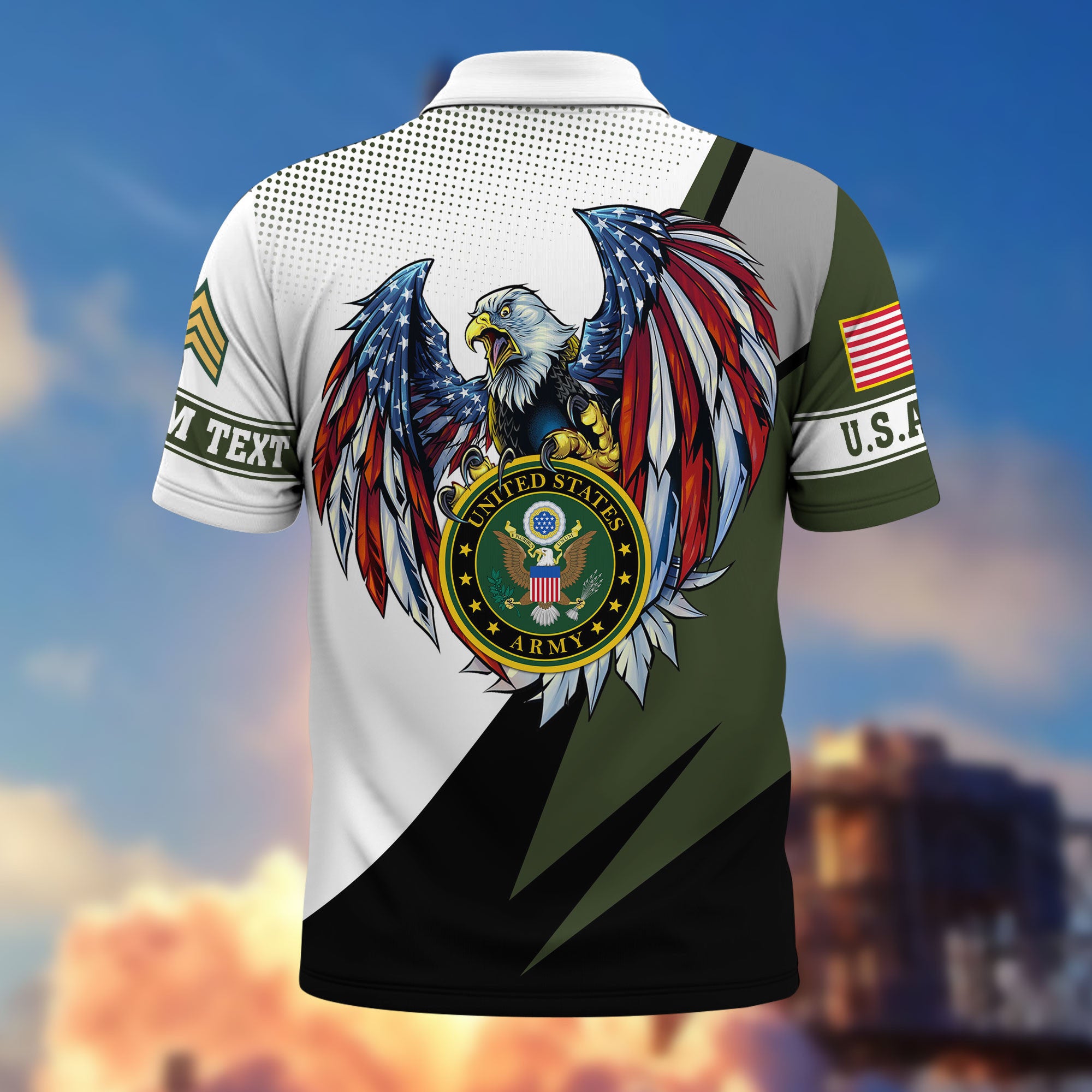 Premium US Army Polo Shirt VPVC214901, Custom Name, Rank, Gifts For Army Veteran, Best Gifts On Father's Day, Armed Forces Day, Independence Day, Veterans Day.