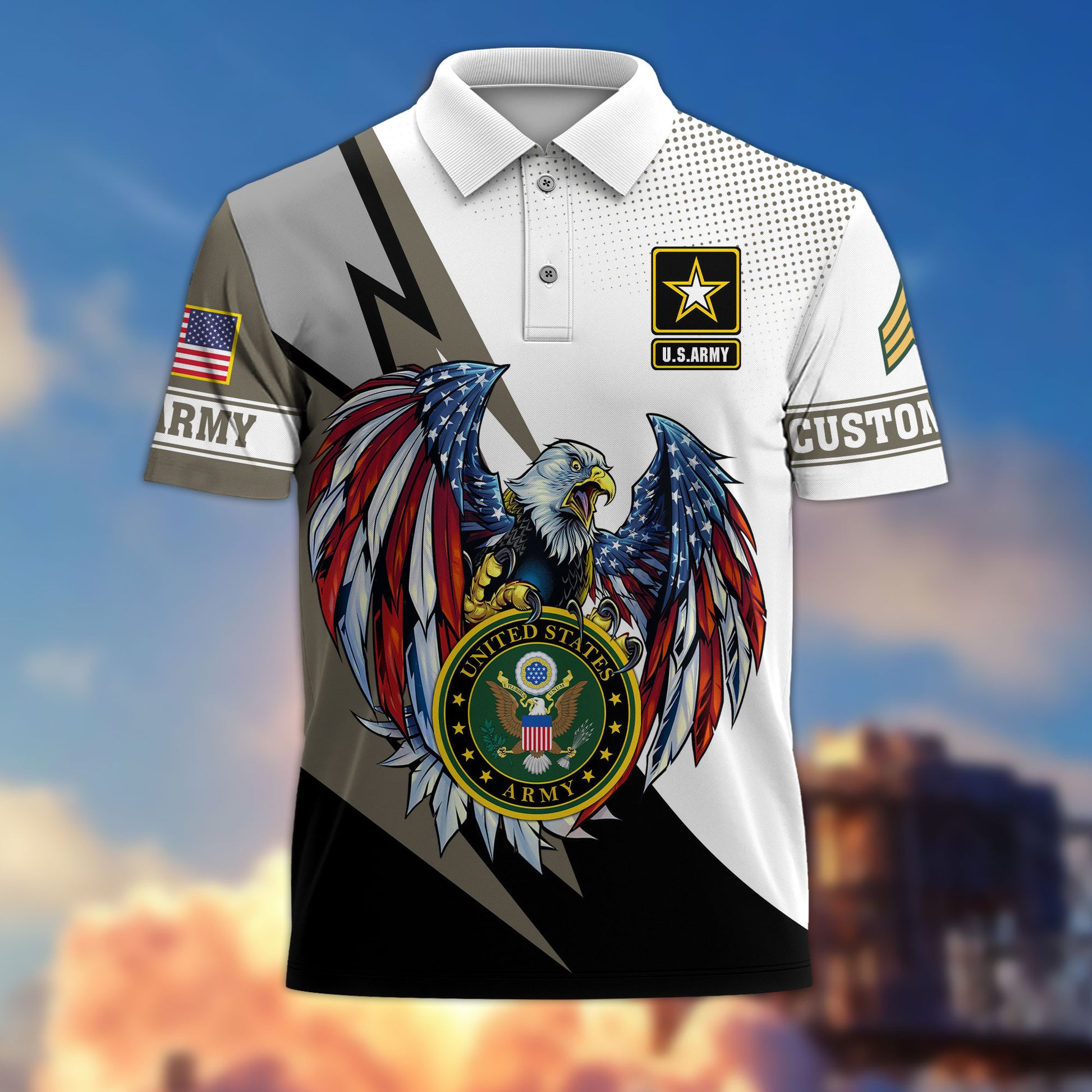 Premium US Army Polo Shirt VPVC214910, Custom Name, Rank, Gifts For Army Veteran, Best Gifts On Father's Day, Armed Forces Day, Independence Day, Veterans Day.