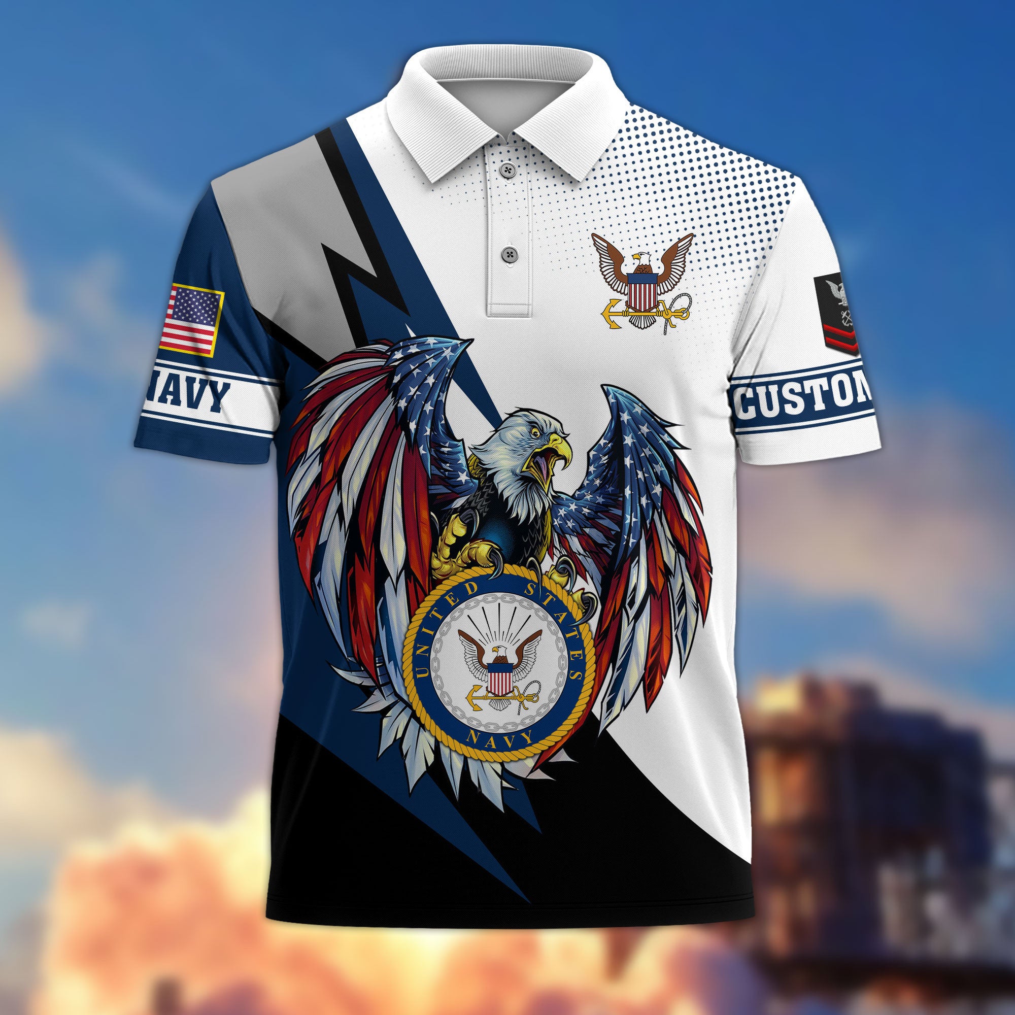 Premium US Navy Polo Shirt VPVC214902, Custom Name, Rank, Gifts For Navy Veteran, Best Gifts On Father's Day, Armed Forces Day, Independence Day, Veterans Day.