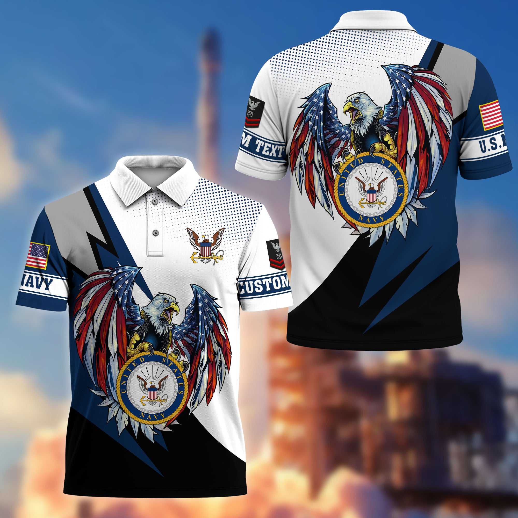 Premium US Navy Polo Shirt VPVC214902, Custom Name, Rank, Gifts For Navy Veteran, Best Gifts On Father's Day, Armed Forces Day, Independence Day, Veterans Day.