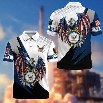 Premium US Navy Polo Shirt VPVC214902, Custom Name, Rank, Gifts For Navy Veteran, Best Gifts On Father's Day, Armed Forces Day, Independence Day, Veterans Day.