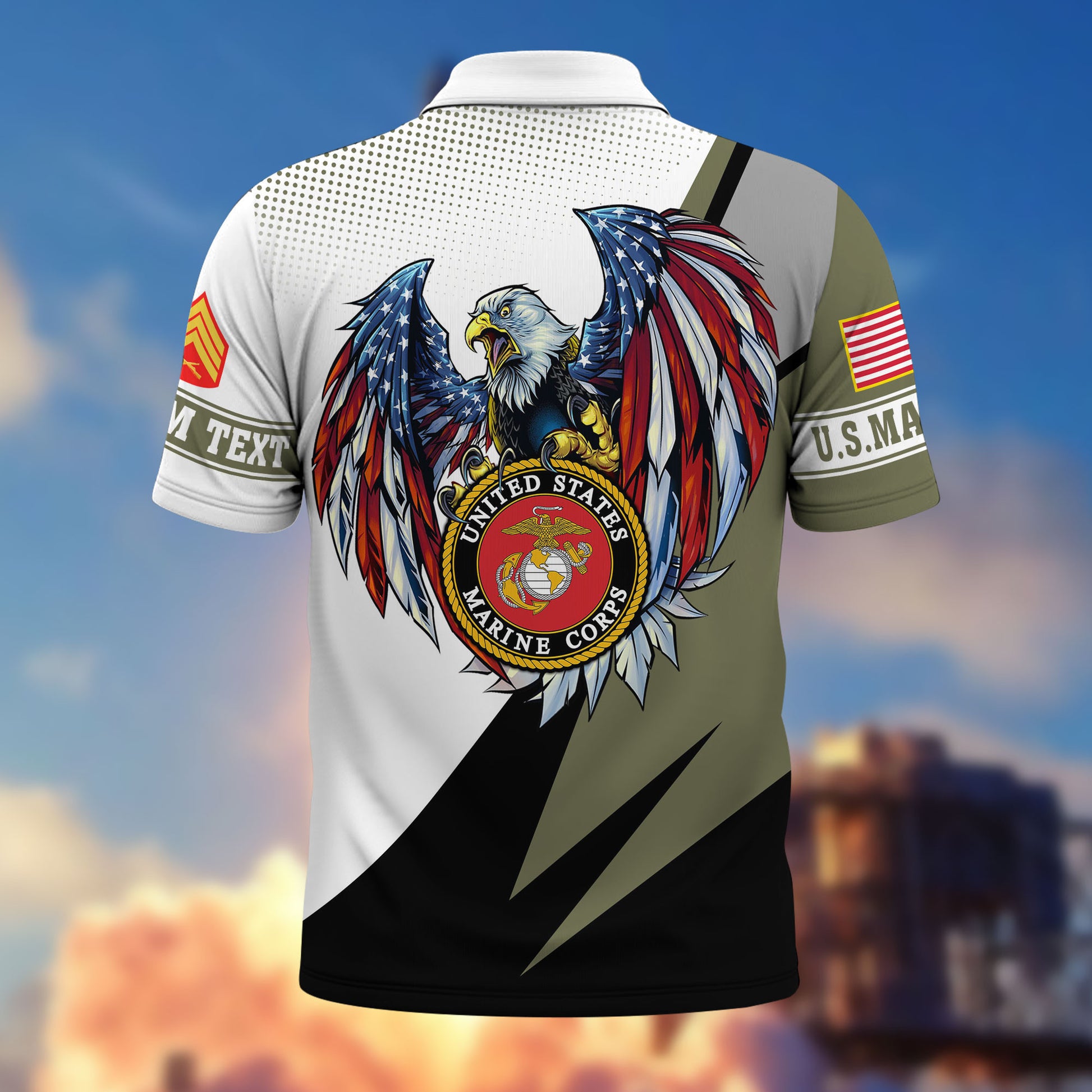 Premium USMC Polo Shirt VPVC214911, Custom Name, Rank, Gifts For Marine Veteran, Best Gifts On Father's Day, Armed Forces Day, Independence Day, Veterans Day.