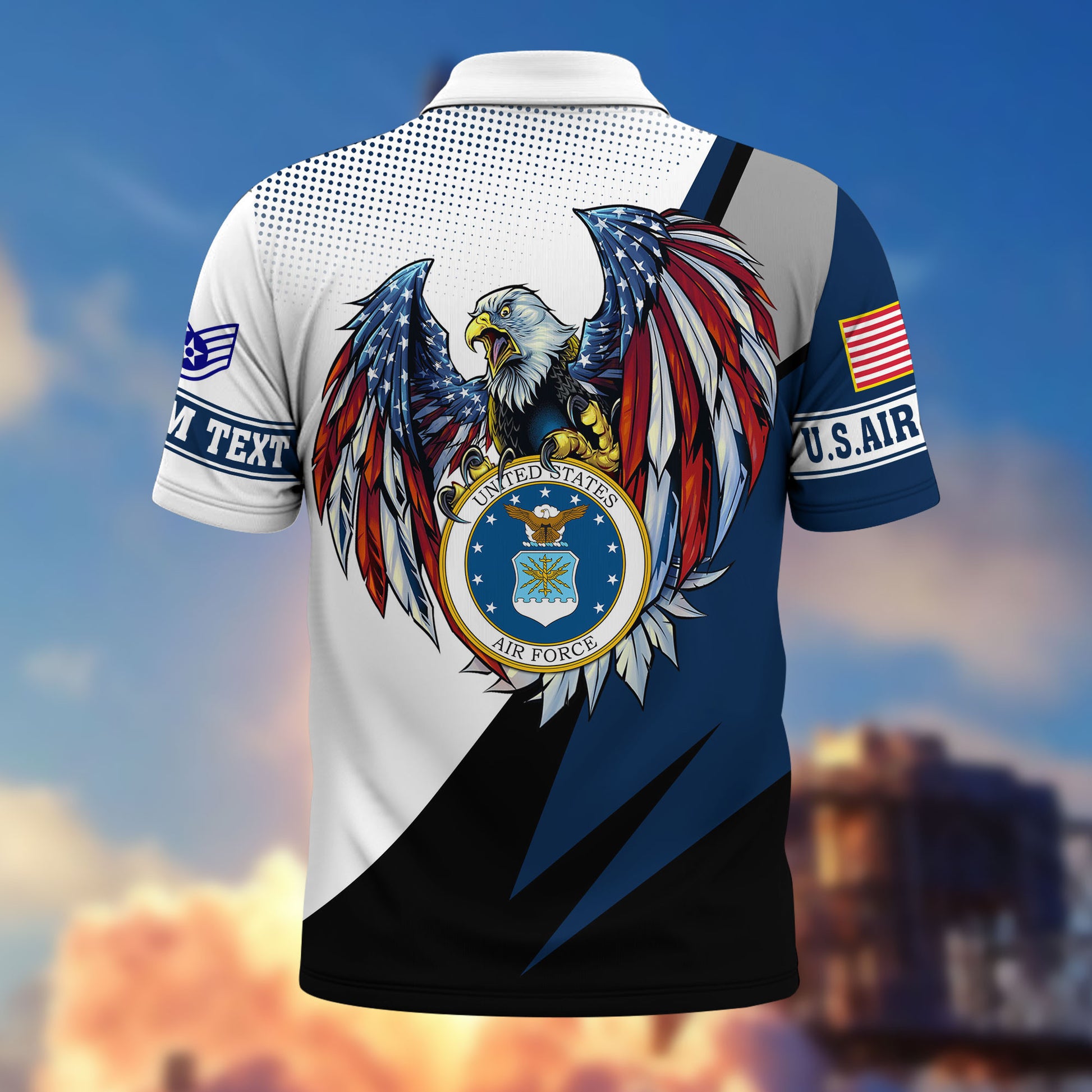 Premium USAF Polo Shirt VPVC214904, Custom Name, Rank, Gifts For Air Force Veteran, Best Gifts On Father's Day, Armed Forces Day, Independence Day, Veterans Day.