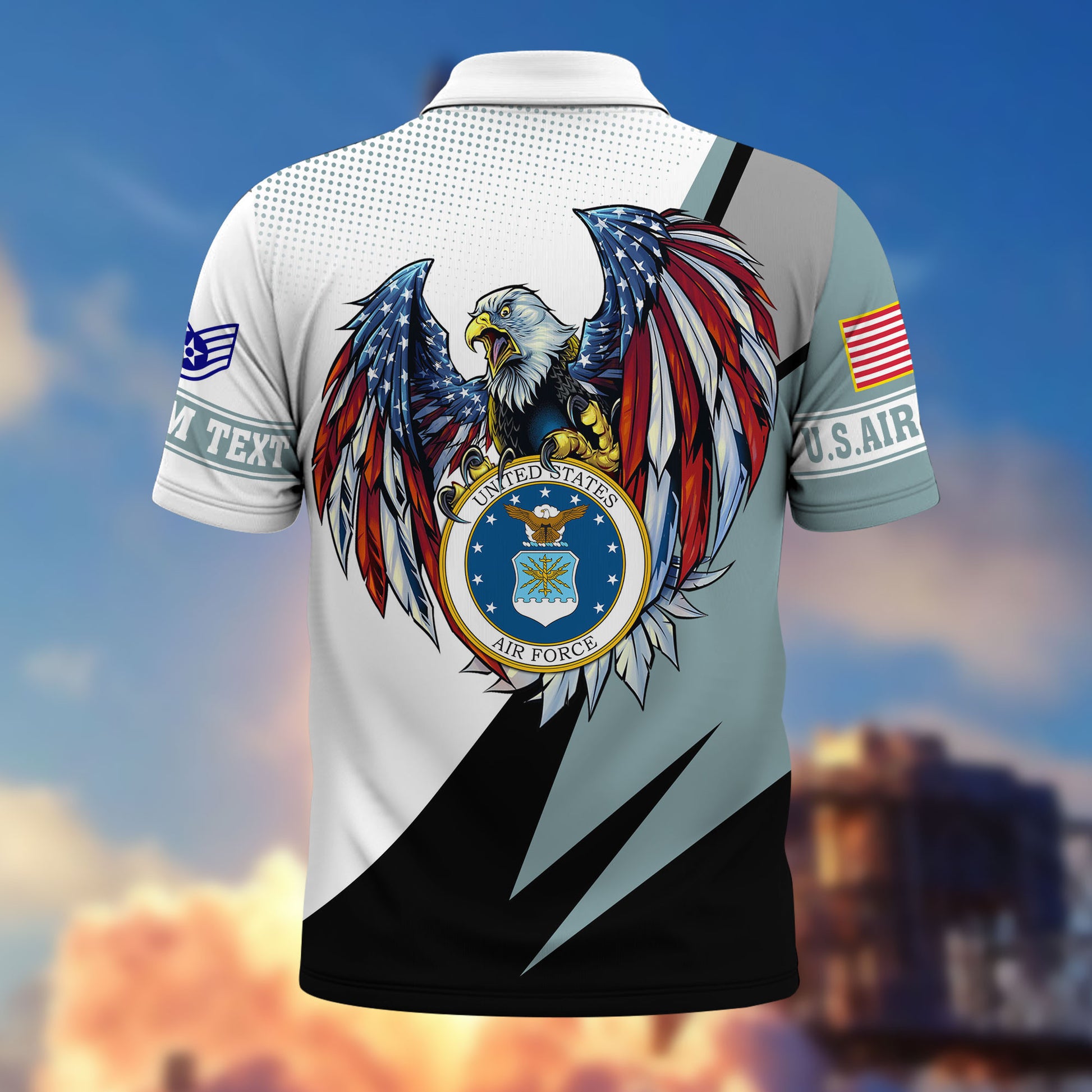 Premium USAF Polo Shirt VPVC214912, Custom Name, Rank, Gifts For Air Force Veteran, Best Gifts On Father's Day, Armed Forces Day, Independence Day, Veterans Day.