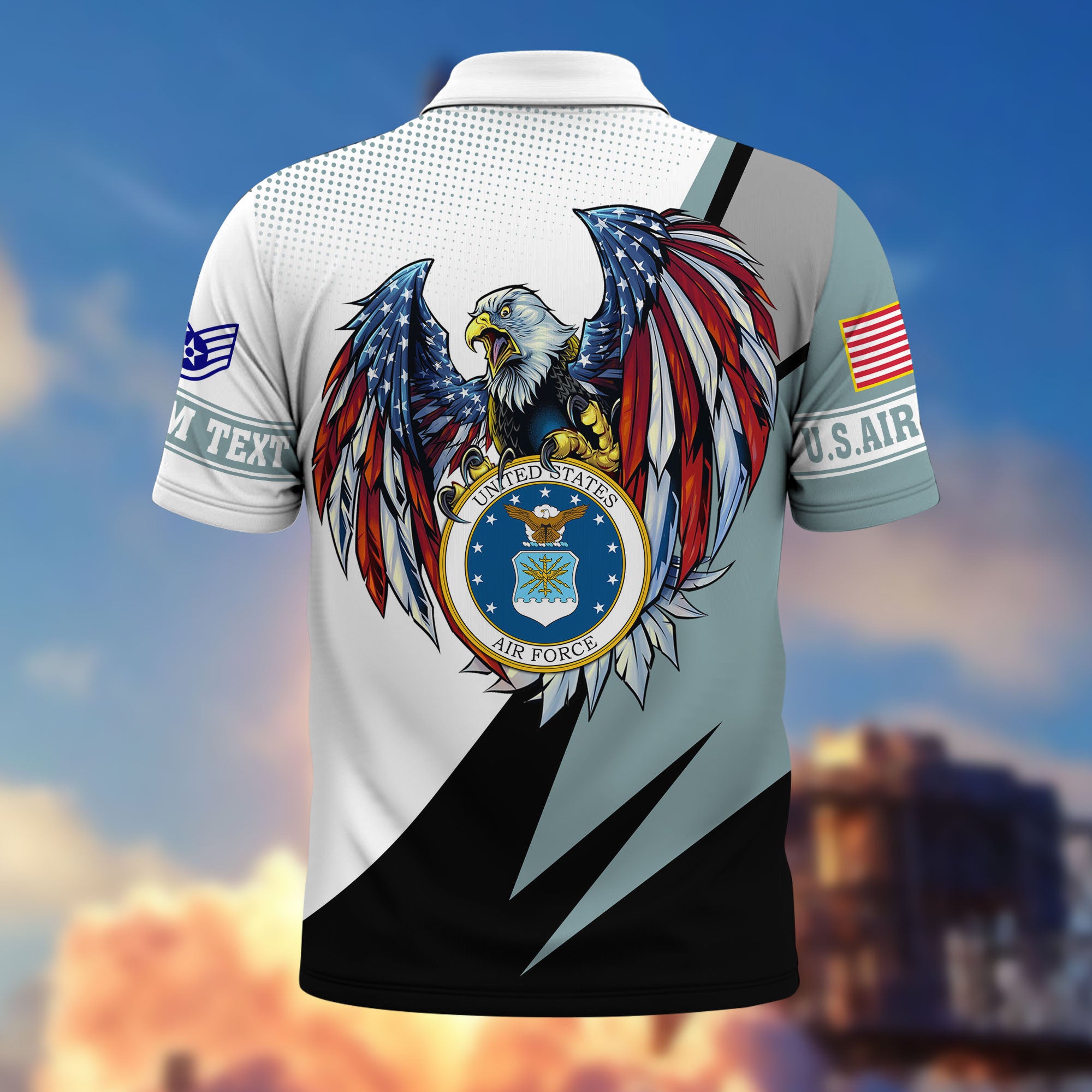 Premium USAF Polo Shirt VPVC214912, Custom Name, Rank, Gifts For Air Force Veteran, Best Gifts On Father's Day, Armed Forces Day, Independence Day, Veterans Day.