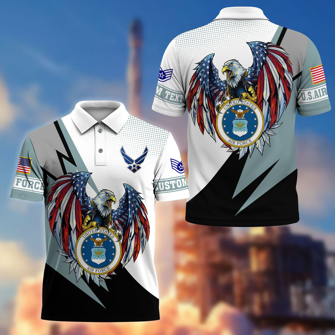 Premium USAF Polo Shirt VPVC214912, Custom Name, Rank, Gifts For Air Force Veteran, Best Gifts On Father's Day, Armed Forces Day, Independence Day, Veterans Day.