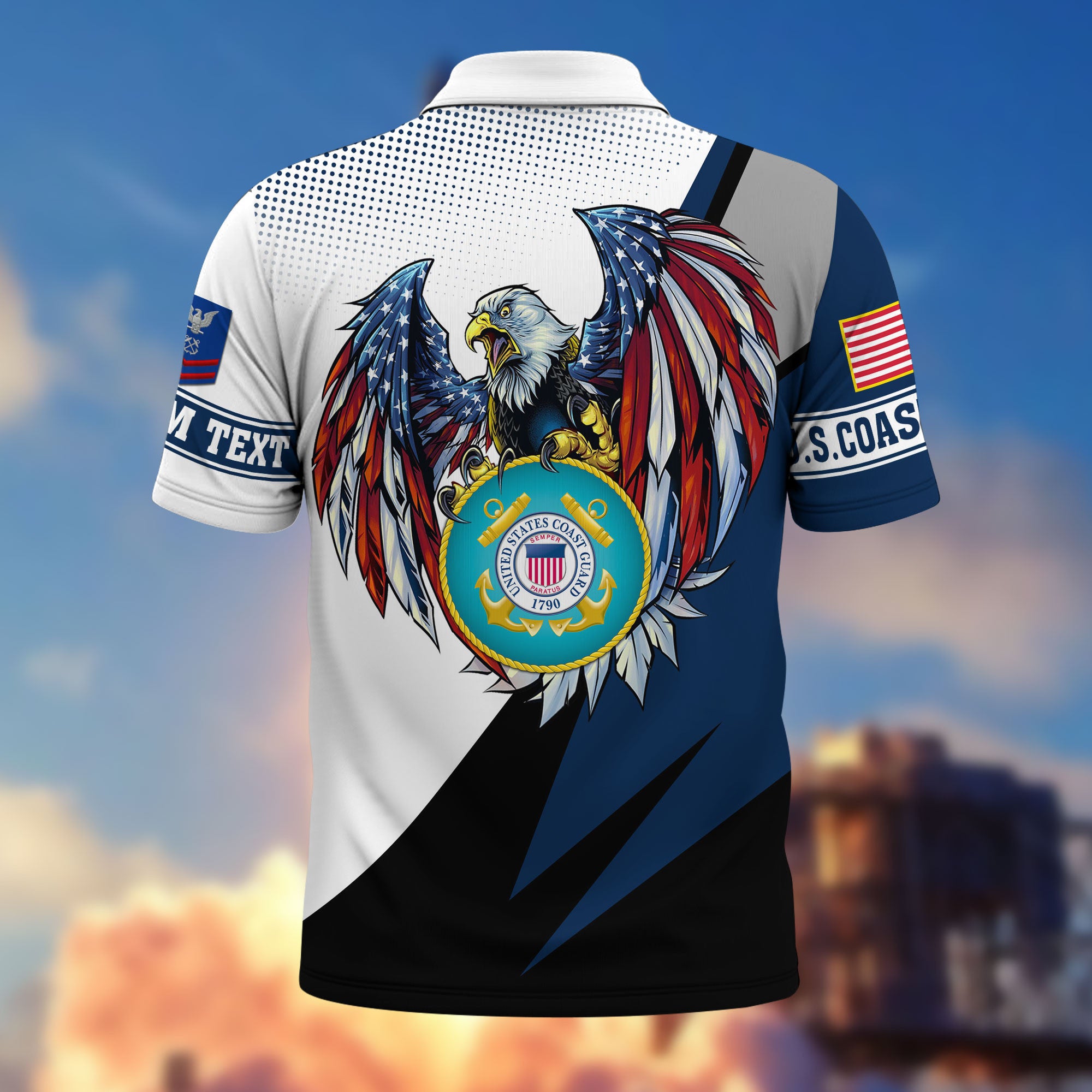 Premium USCG Polo Shirt VPVC214905, Custom Name, Rank, Gifts For Coast Guard Veteran, Best Gifts On Father's Day, Armed Forces Day, Independence Day, Veterans Day.