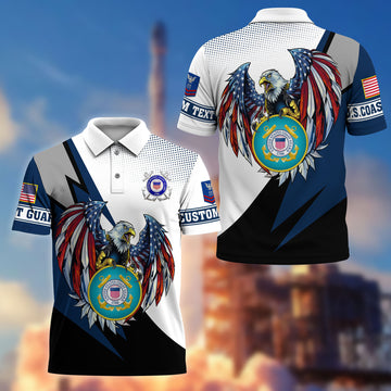 Premium USCG Polo Shirt VPVC214905, Custom Name, Rank, Gifts For Coast Guard Veteran, Best Gifts On Father's Day, Armed Forces Day, Independence Day, Veterans Day.
