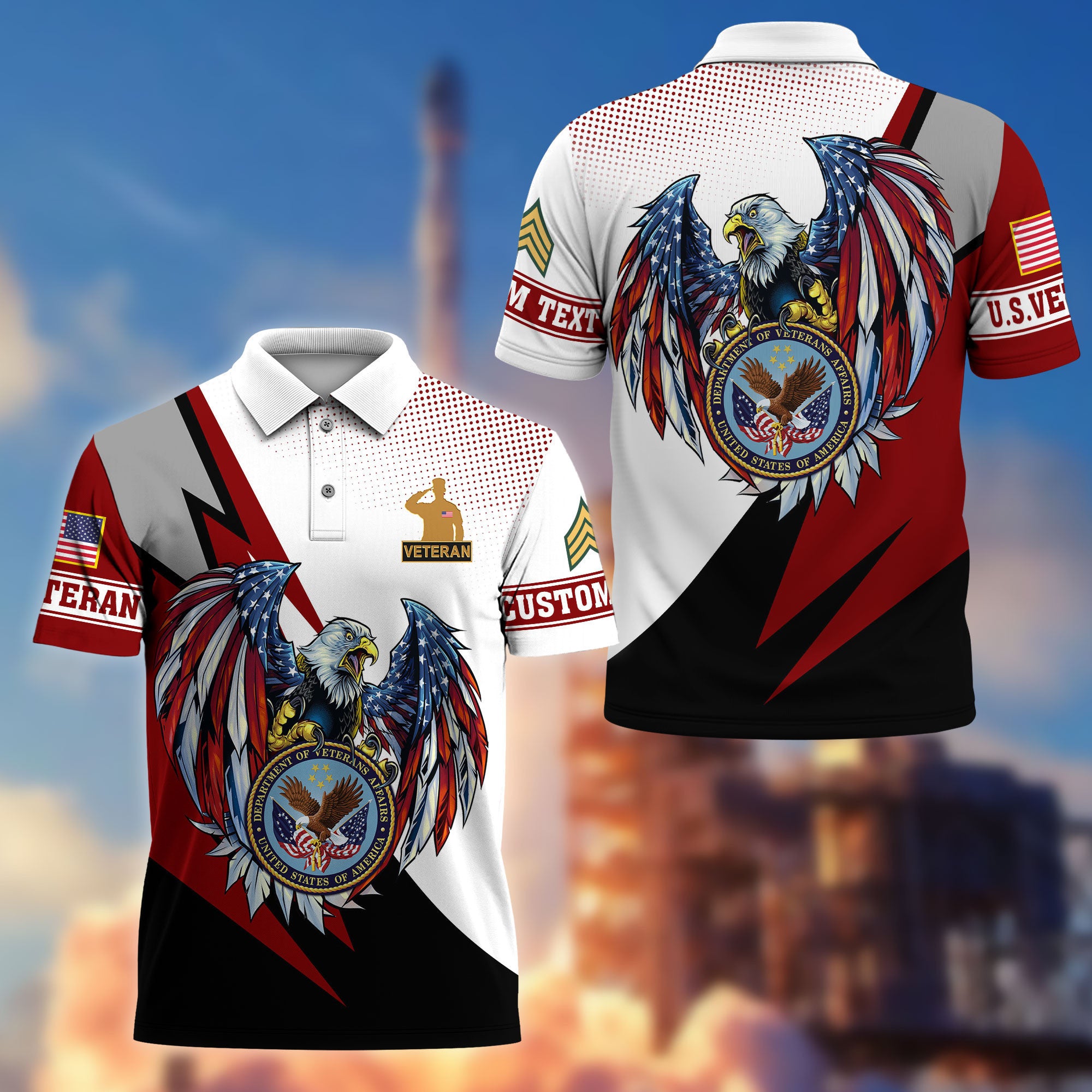 Premium US Veteran Polo Shirt VPVC214907, Custom Name, Rank, Gifts For US Veteran, Best Gifts On Father's Day, Armed Forces Day, Independence Day, Veterans Day.