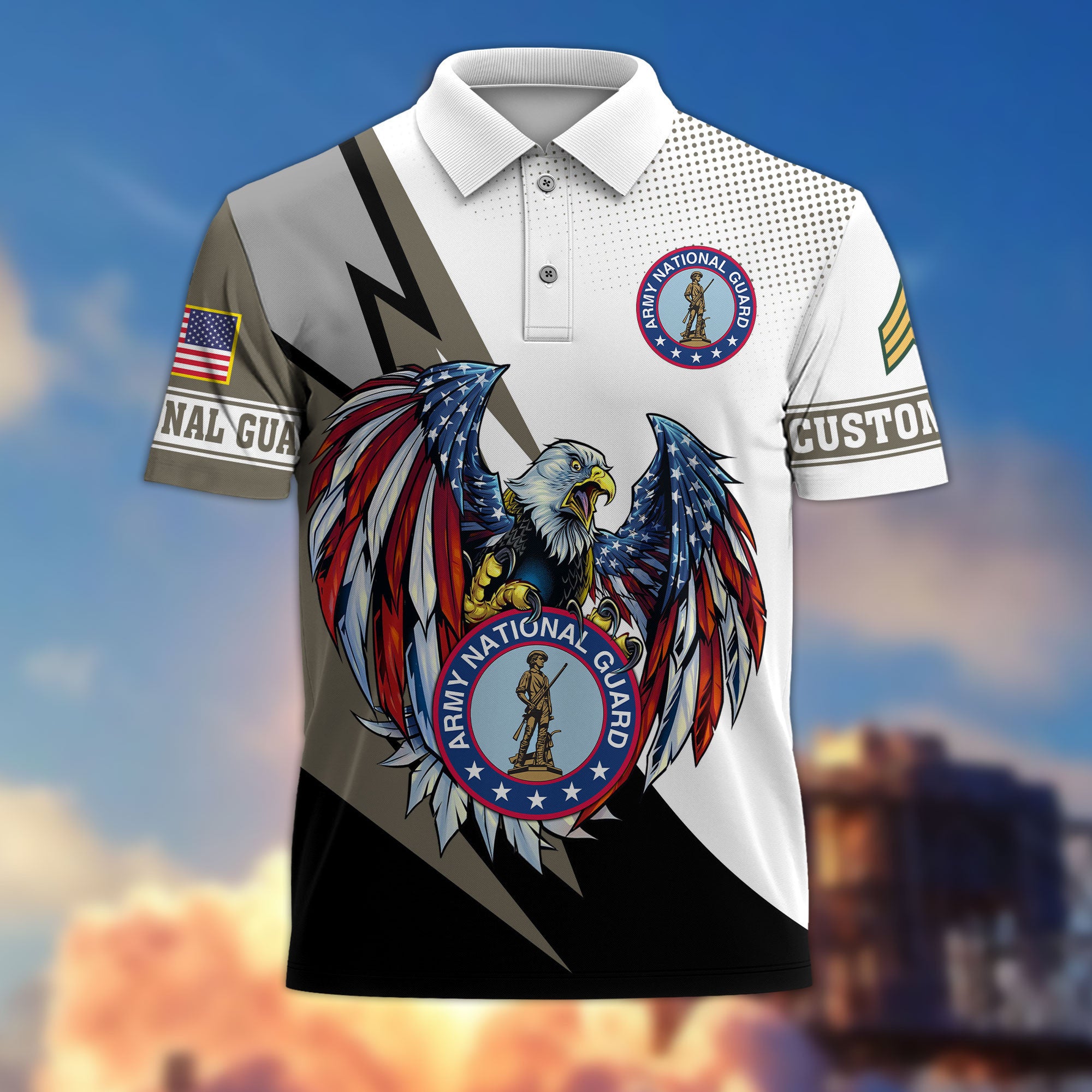 Premium US Army National Guard Polo Shirt VPVC214908, Custom Name, Rank, Gifts For Army National Guard Veteran, Best Gifts On Father's Day, Armed Forces Day, Independence Day, Veterans Day.