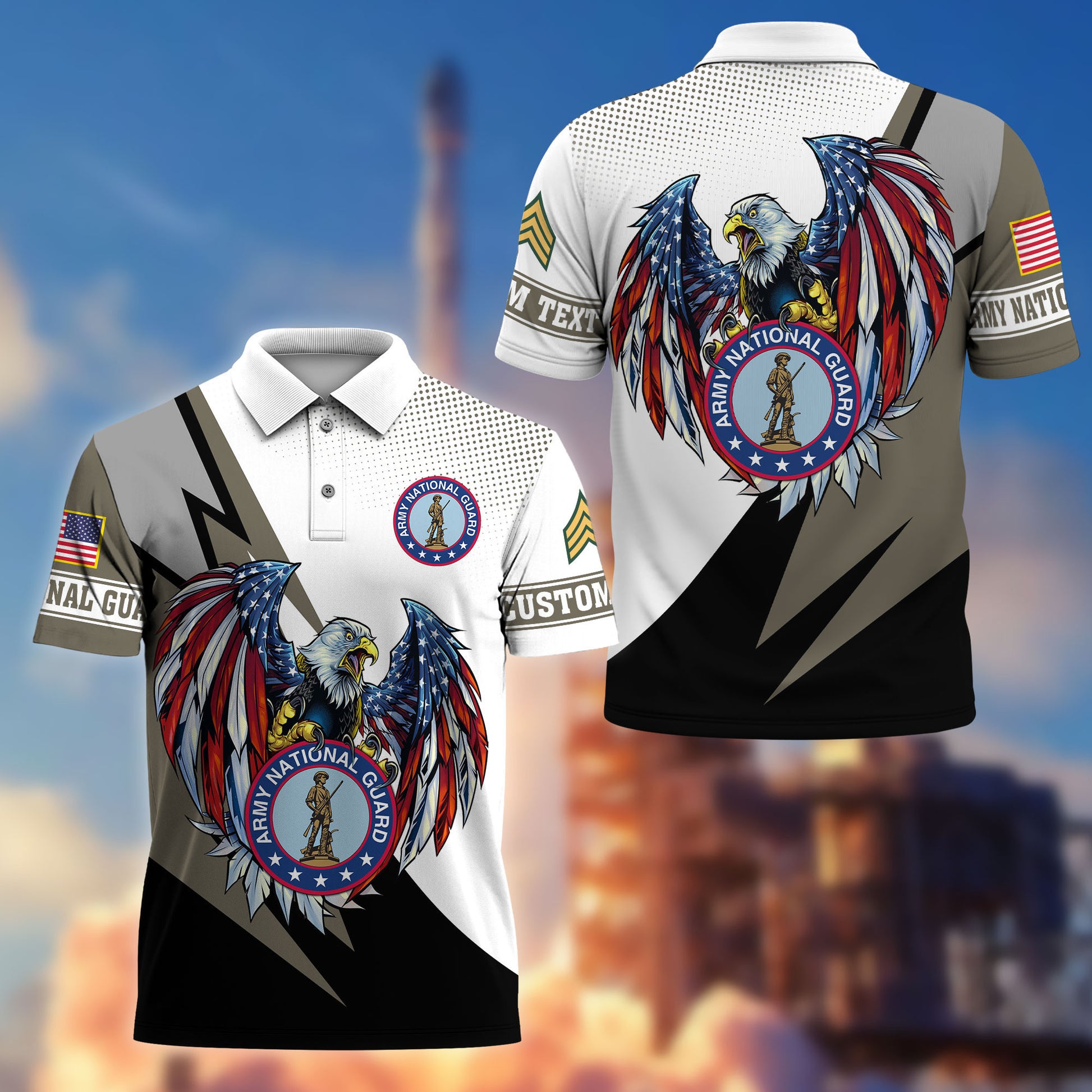 Premium US Army National Guard Polo Shirt VPVC214908, Custom Name, Rank, Gifts For Army National Guard Veteran, Best Gifts On Father's Day, Armed Forces Day, Independence Day, Veterans Day.