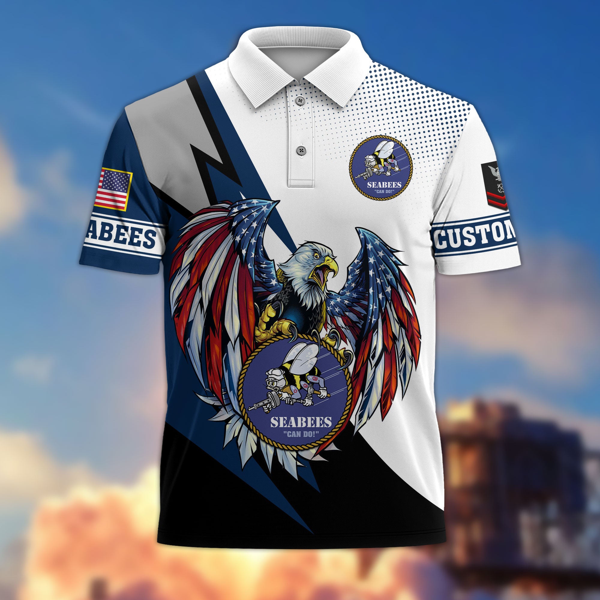 Premium US Seabees Polo Shirt VPVC214909, Custom Name, Rank, Gifts For Seabees Veteran, Best Gifts On Father's Day, Armed Forces Day, Independence Day, Veterans Day.