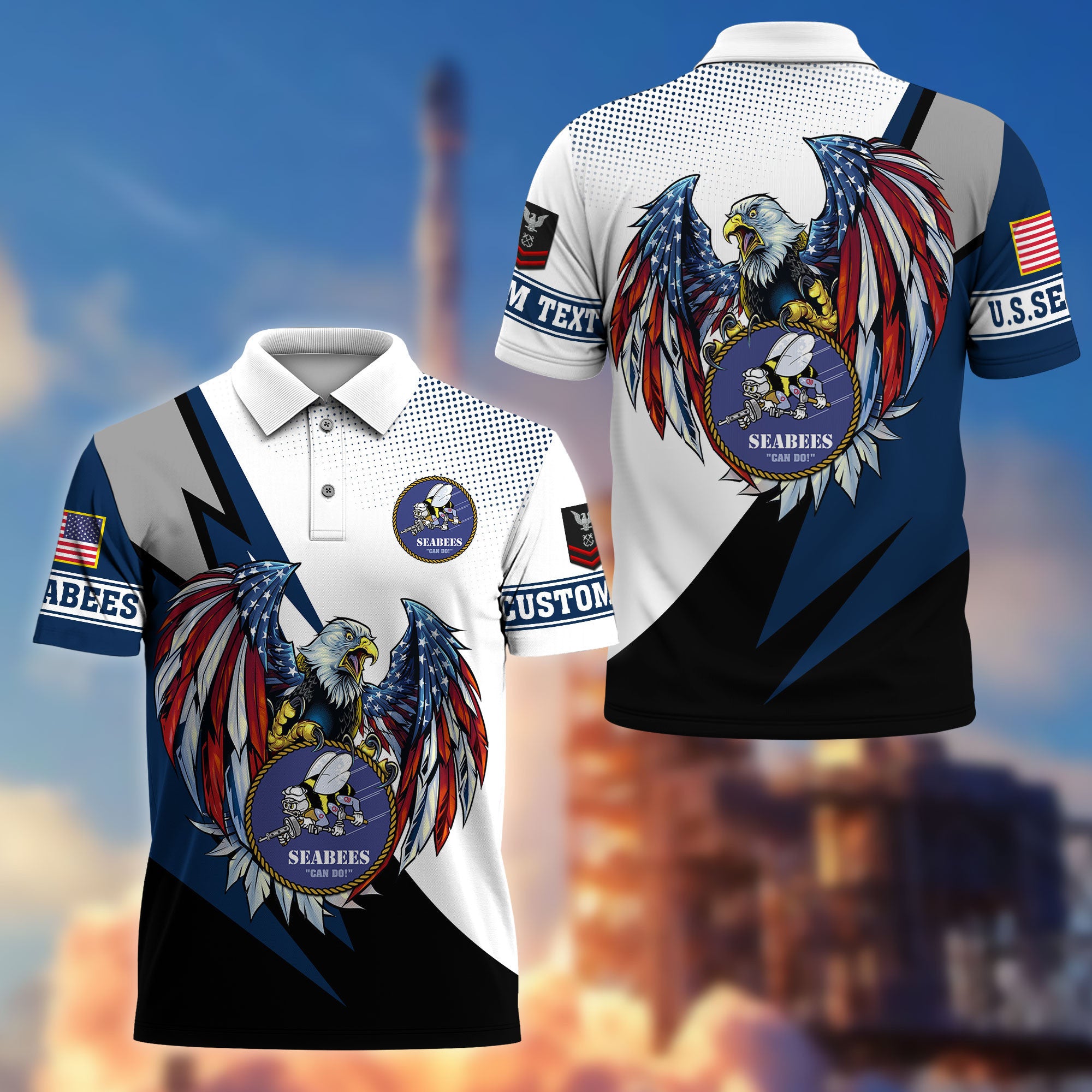 Premium US Seabees Polo Shirt VPVC214909, Custom Name, Rank, Gifts For Seabees Veteran, Best Gifts On Father's Day, Armed Forces Day, Independence Day, Veterans Day.