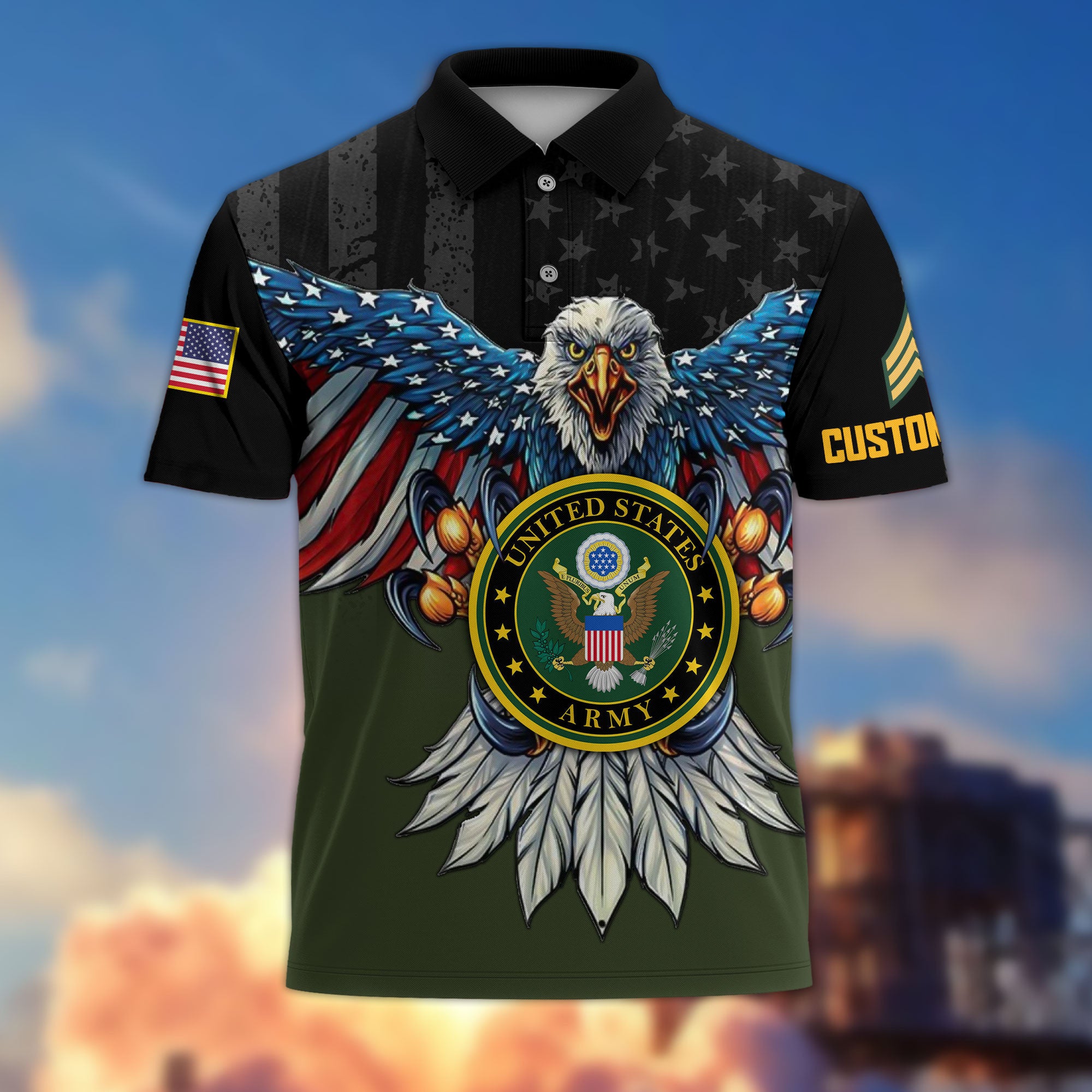 Premium Custom US Army Polo Shirt VPVC215001, Gifts For Army Veteran, Best Gifts On Father's Day, Armed Forces Day, Independence Day, Veterans Day.