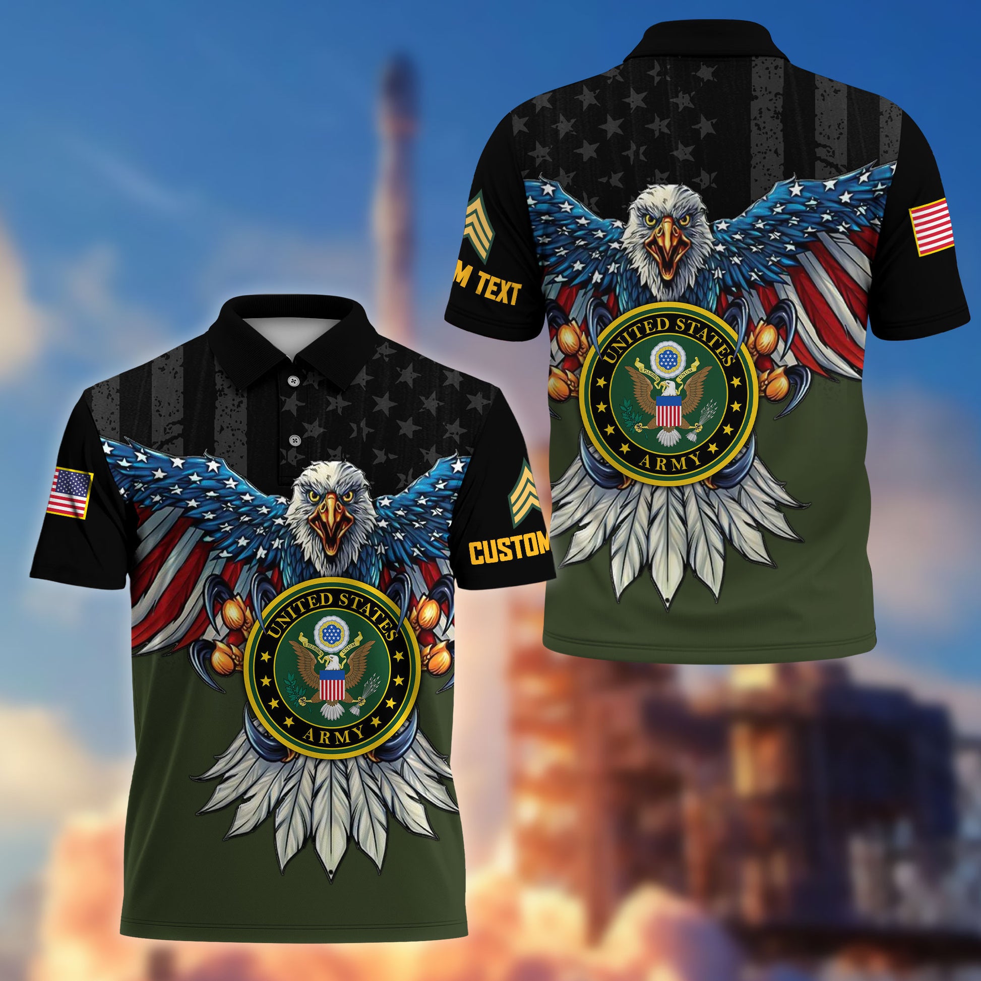 Premium Custom US Army Polo Shirt VPVC215001, Gifts For Army Veteran, Best Gifts On Father's Day, Armed Forces Day, Independence Day, Veterans Day.