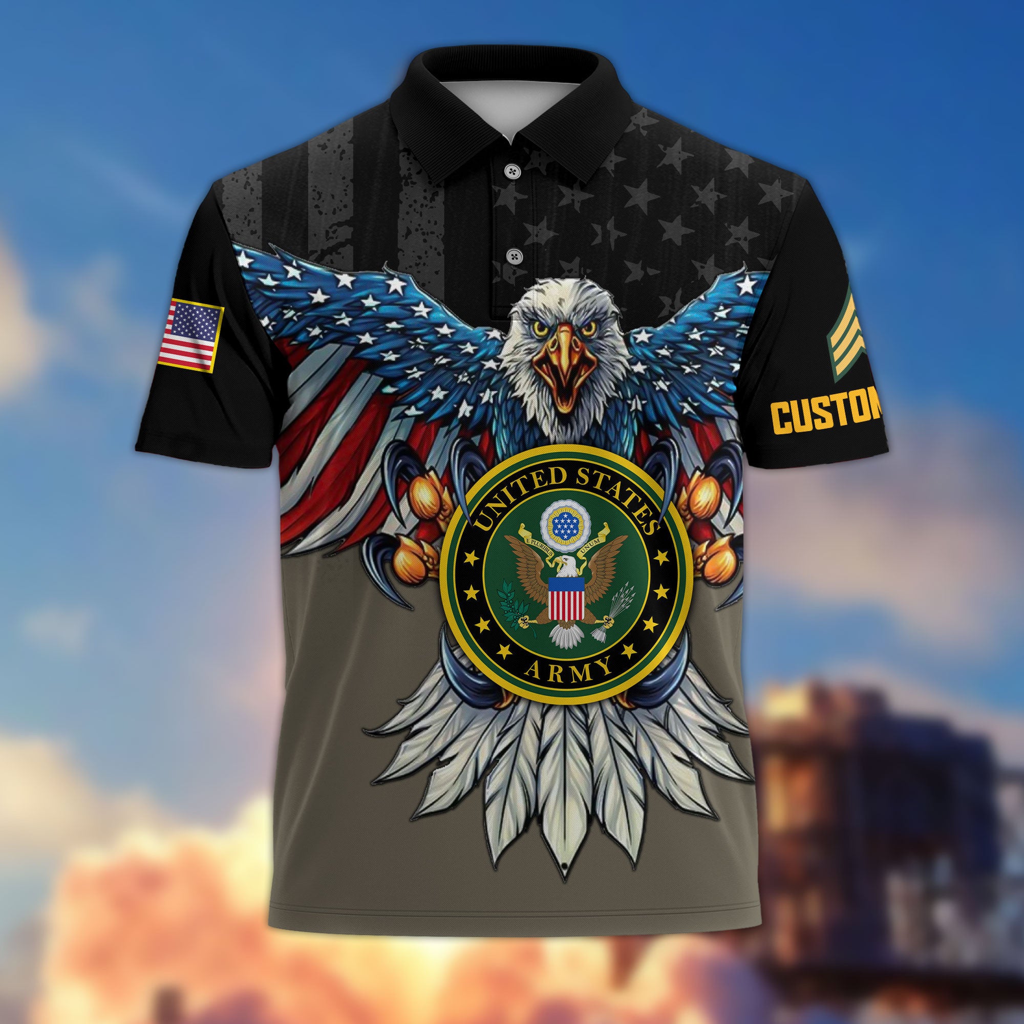 Premium Custom US Army Polo Shirt VPVC215010, Gifts For Army Veteran, Best Gifts On Father's Day, Armed Forces Day, Independence Day, Veterans Day.