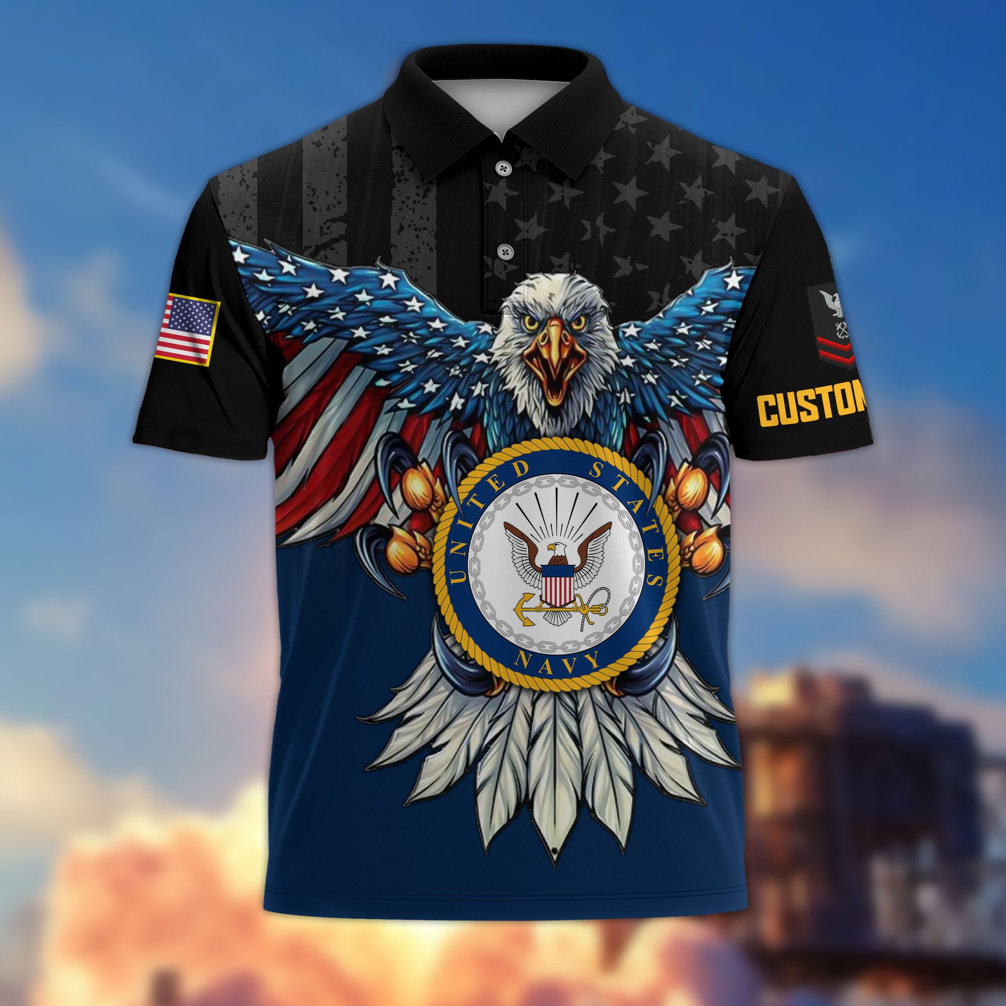 Premium Custom US Navy Polo Shirt VPVC215002, Gifts For Navy Veteran, Best Gifts On Father's Day, Armed Forces Day, Independence Day, Veterans Day.