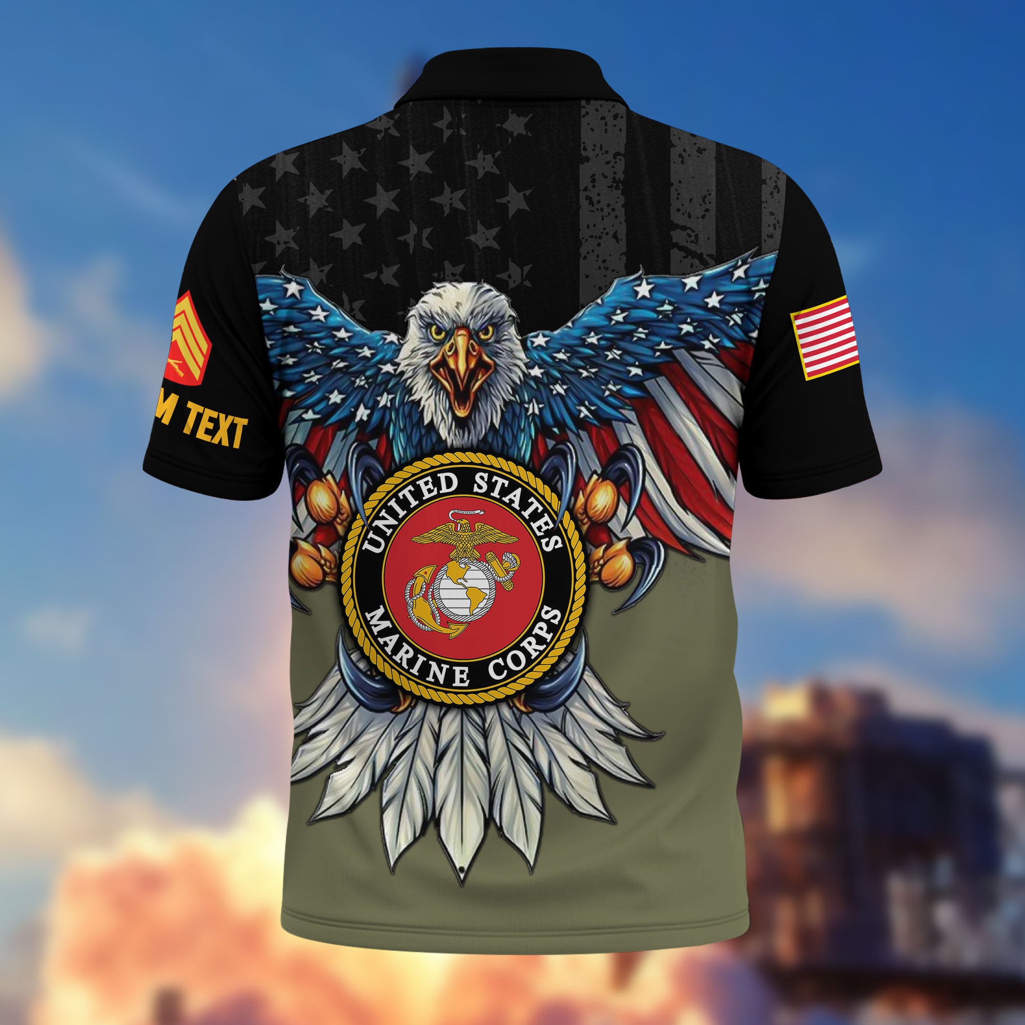 Premium Custom USMC Polo Shirt VPVC215011, Gifts For Marine Veteran, Best Gifts On Father's Day, Armed Forces Day, Independence Day, Veterans Day.