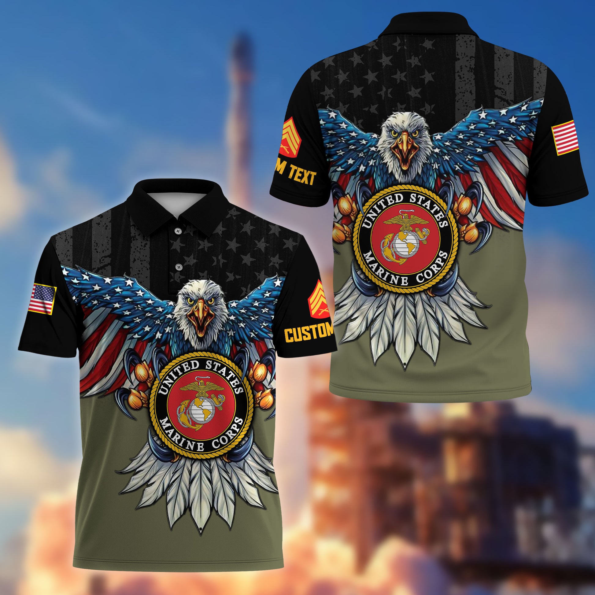 Premium Custom USMC Polo Shirt VPVC215011, Gifts For Marine Veteran, Best Gifts On Father's Day, Armed Forces Day, Independence Day, Veterans Day.