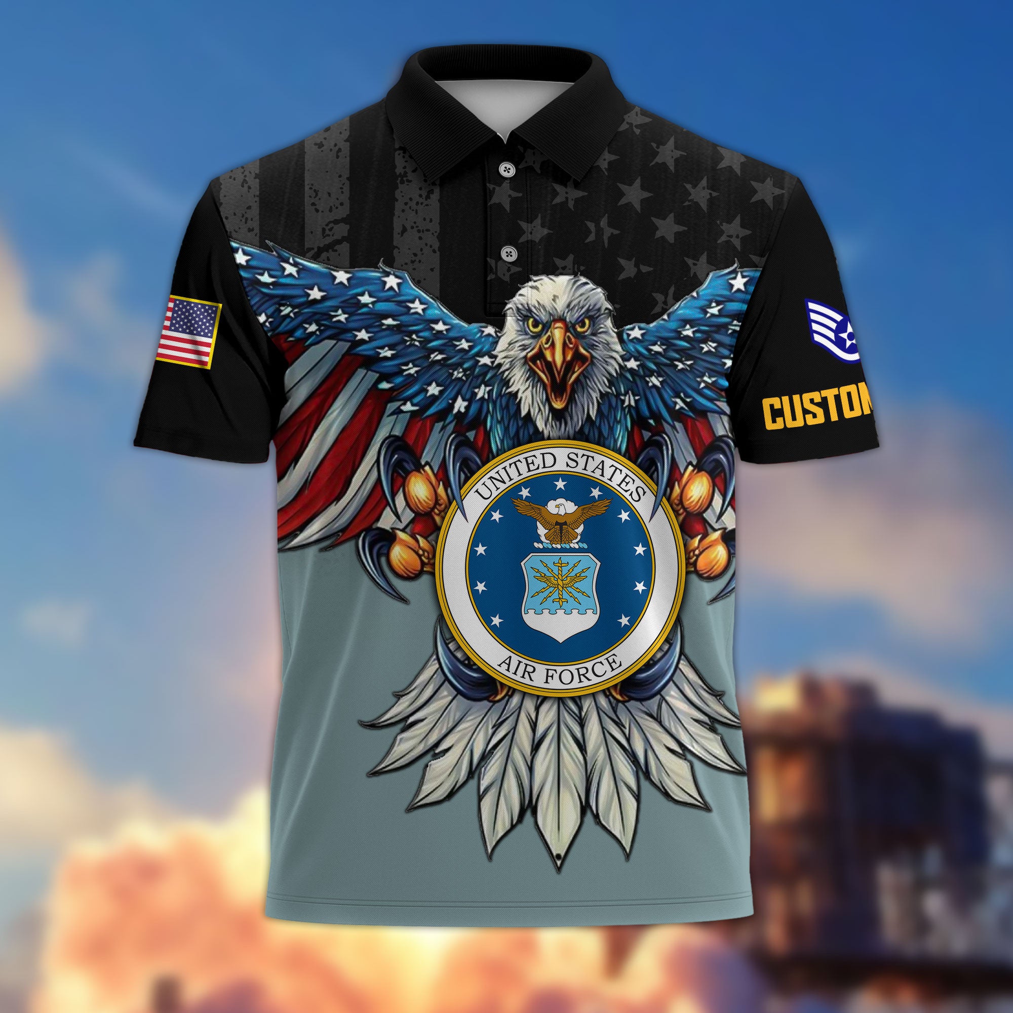 Premium Custom USAF Polo Shirt VPVC215004, Gifts For Air Force Veteran, Best Gifts On Father's Day, Armed Forces Day, Independence Day, Veterans Day.
